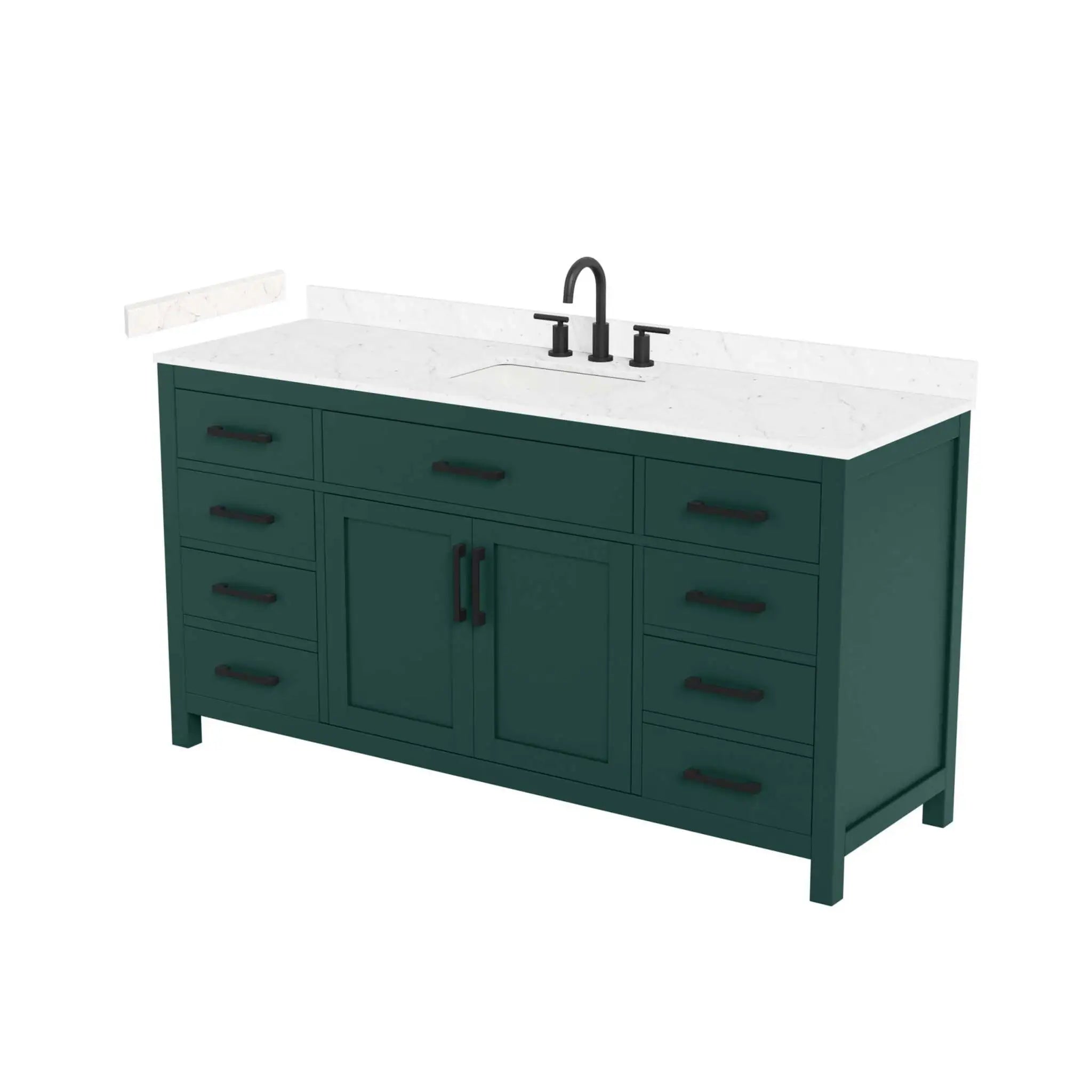 66" Beckett Single Bathroom Vanity in Green with Matte Black Trim by Wyndham