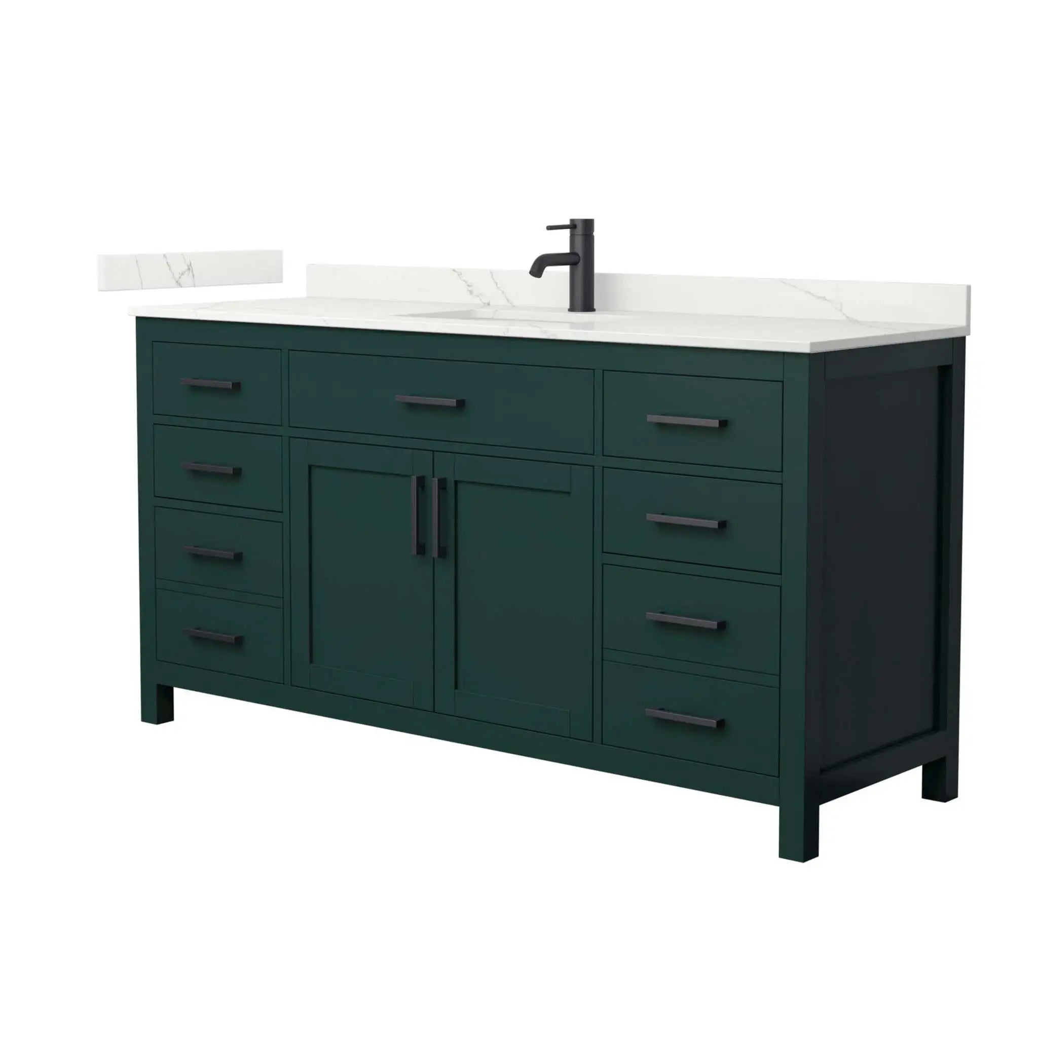 66" Beckett Single Bathroom Vanity in Green with Matte Black Trim by Wyndham