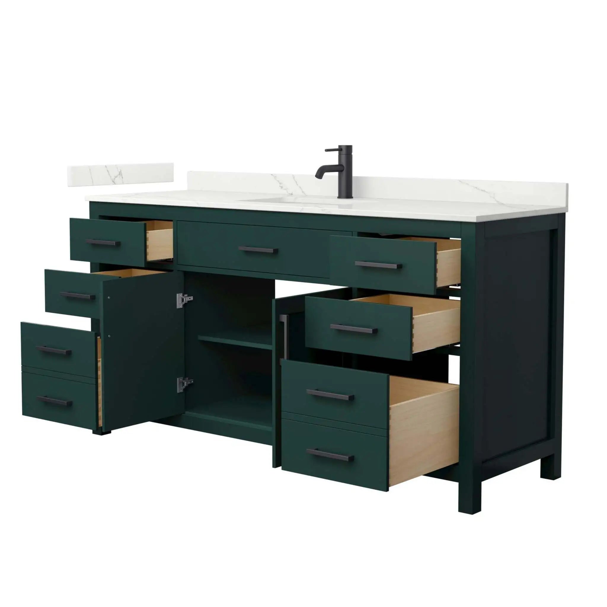 66" Beckett Single Bathroom Vanity in Green with Matte Black Trim by Wyndham