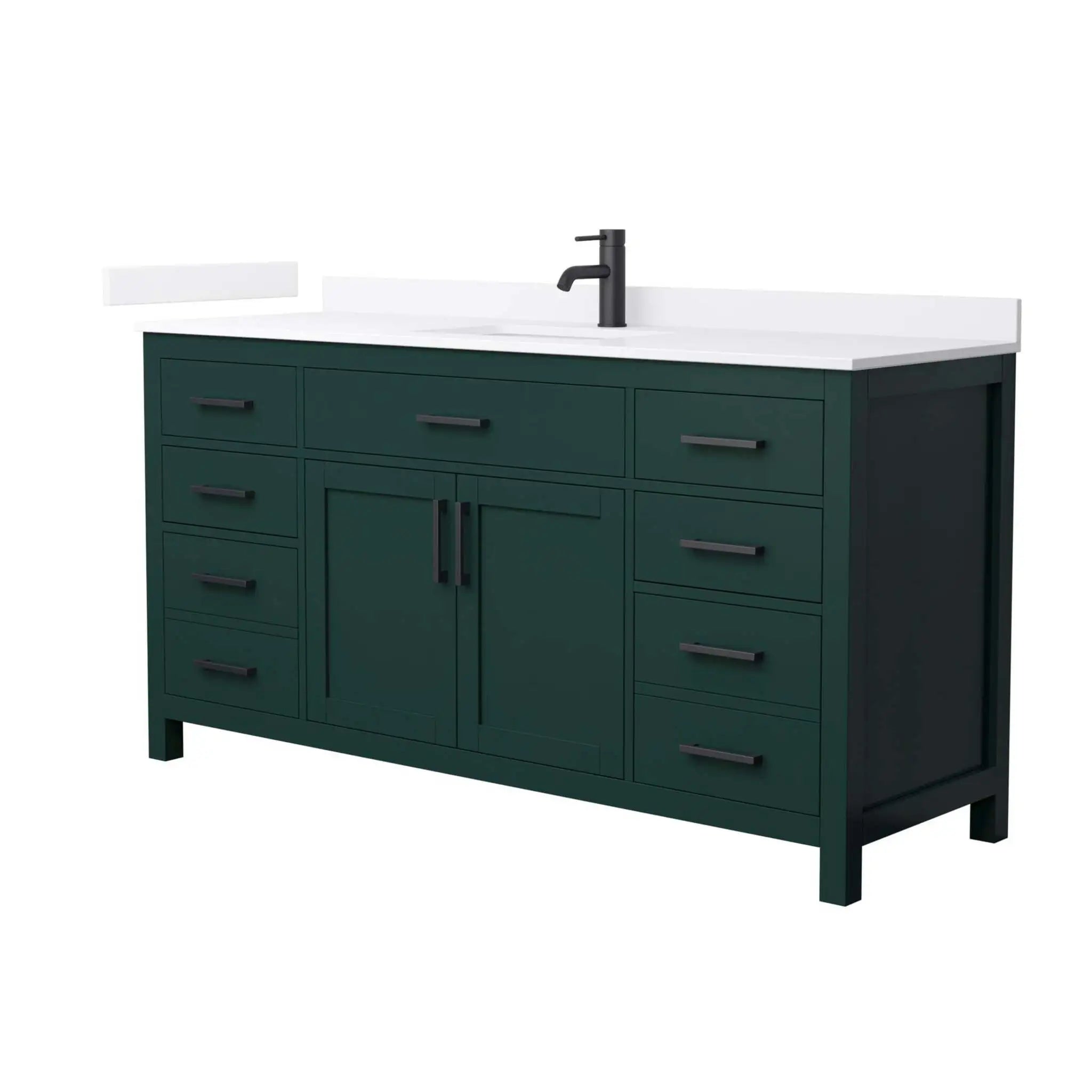 66" Beckett Single Bathroom Vanity in Green with Matte Black Trim by Wyndham