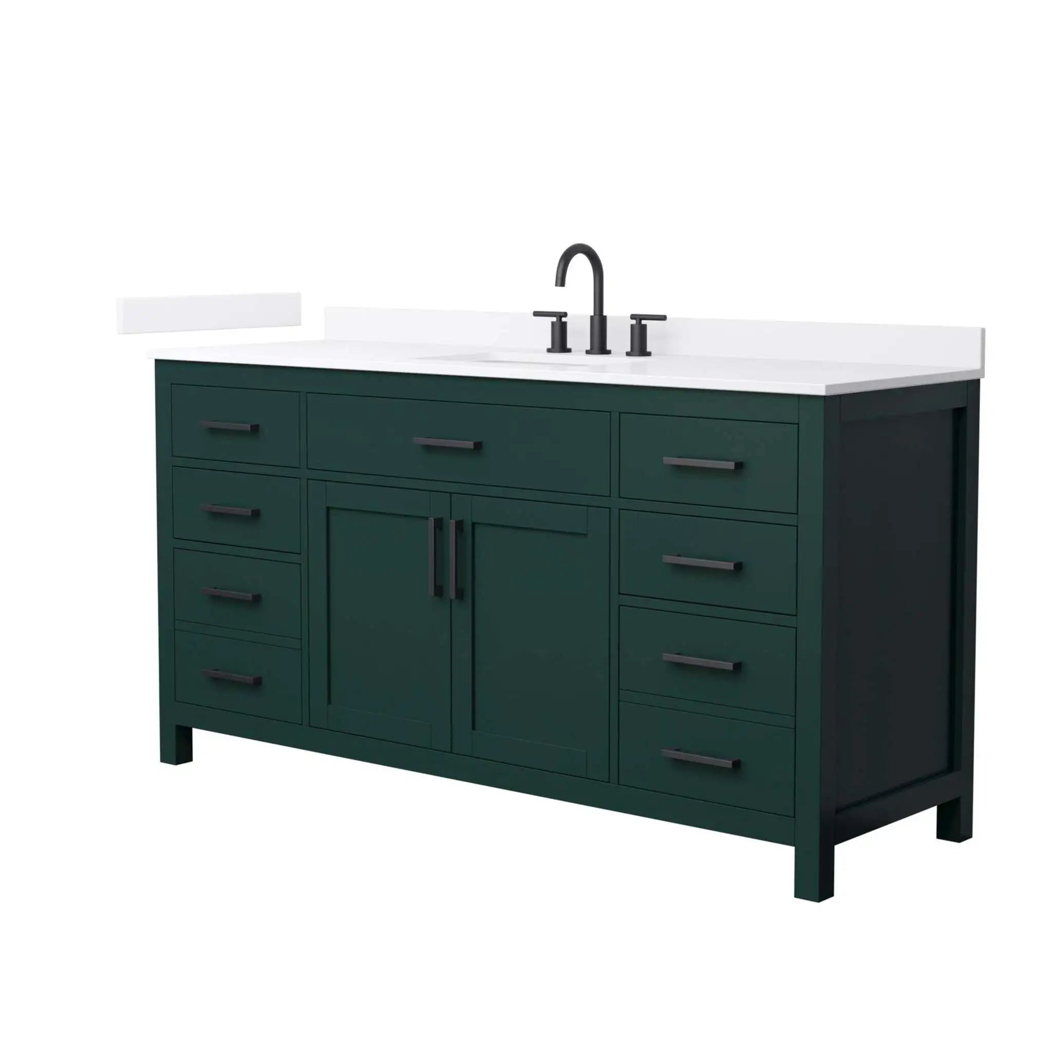 66" Beckett Single Bathroom Vanity in Green with Matte Black Trim by Wyndham
