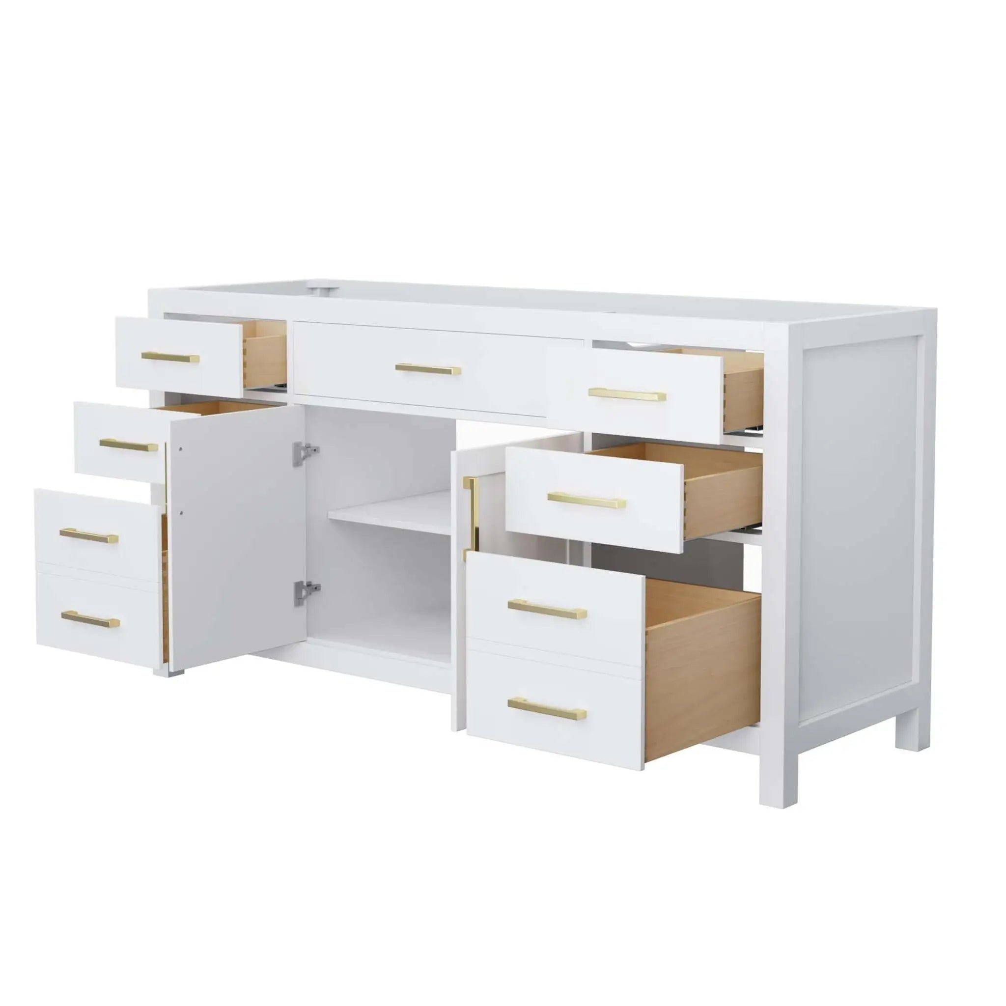 66" Beckett Single Bathroom Vanity in White with Brushed Gold Trim by Wyndham