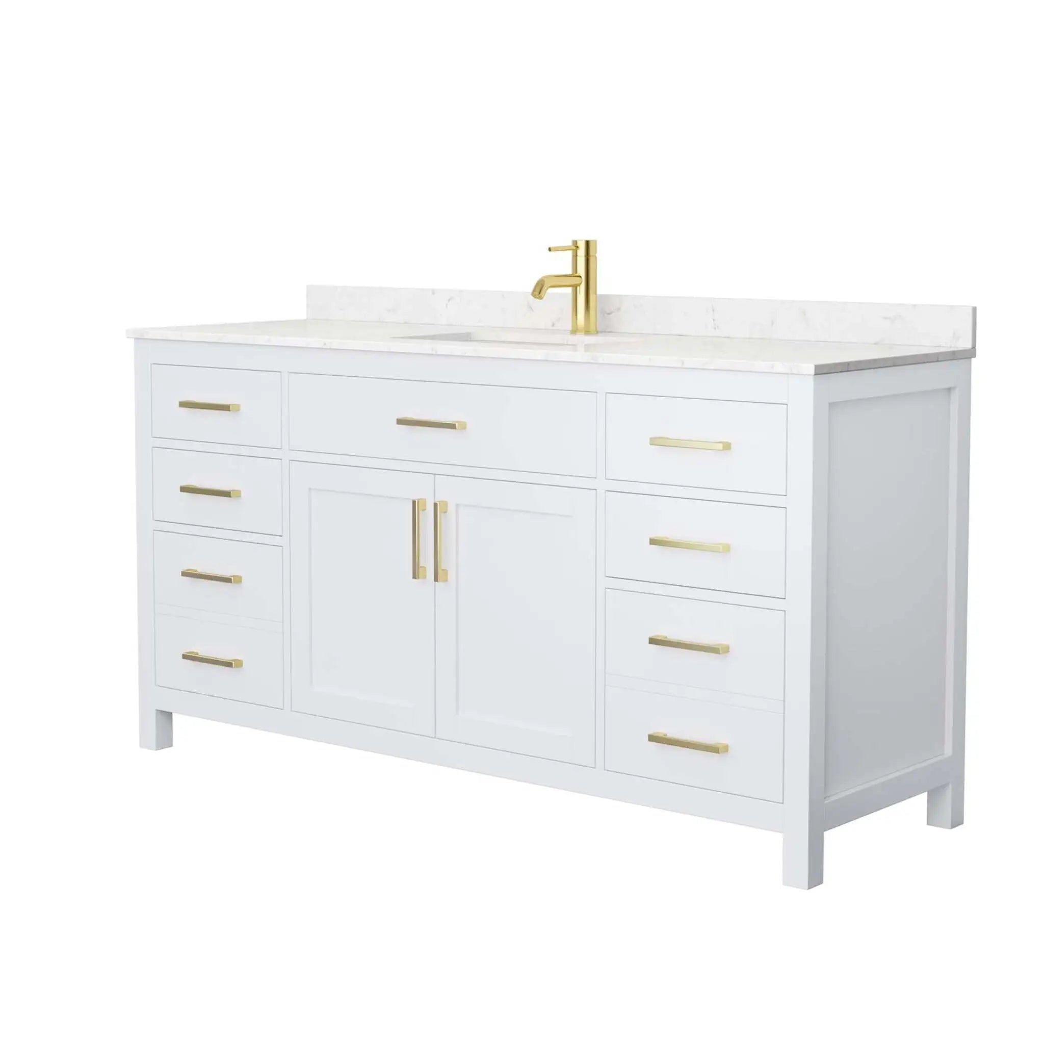 66" Beckett Single Bathroom Vanity in White with Brushed Gold Trim by Wyndham