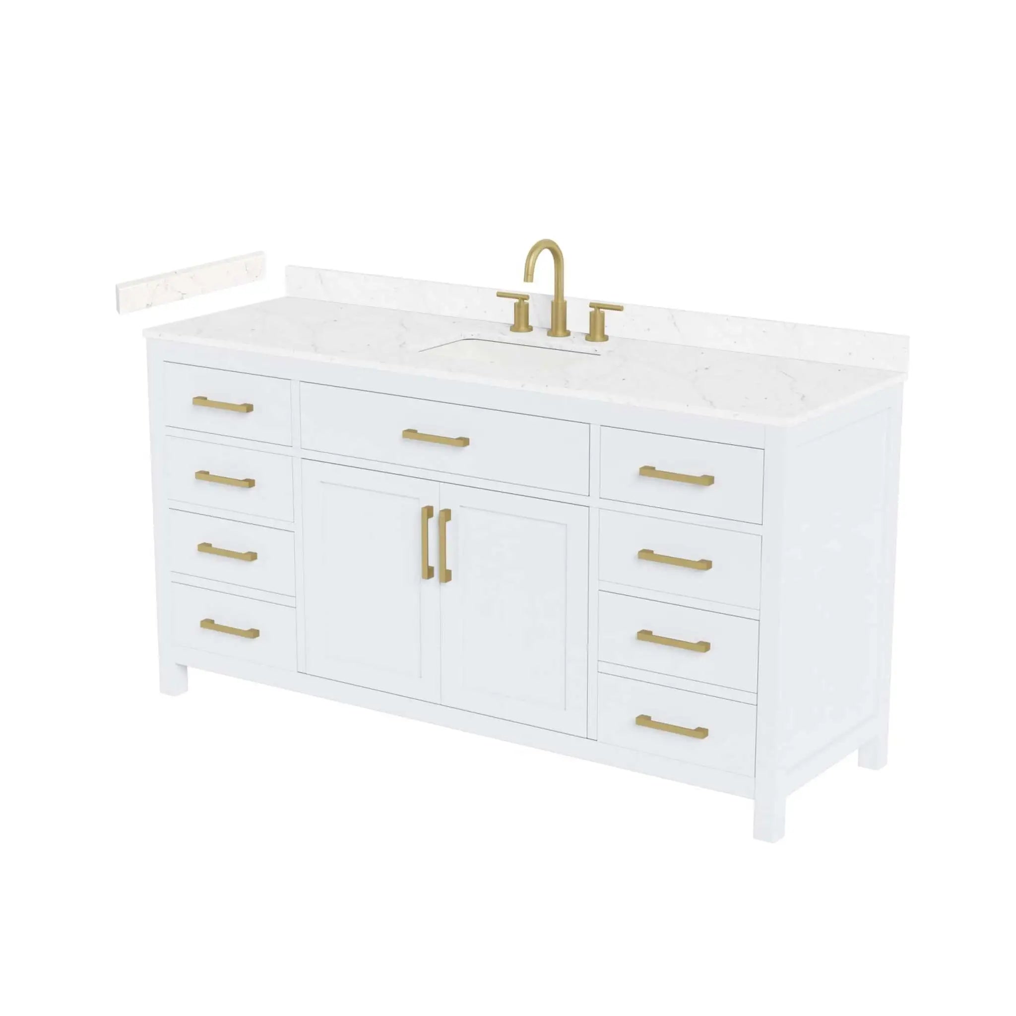 66" Beckett Single Bathroom Vanity in White with Brushed Gold Trim by Wyndham