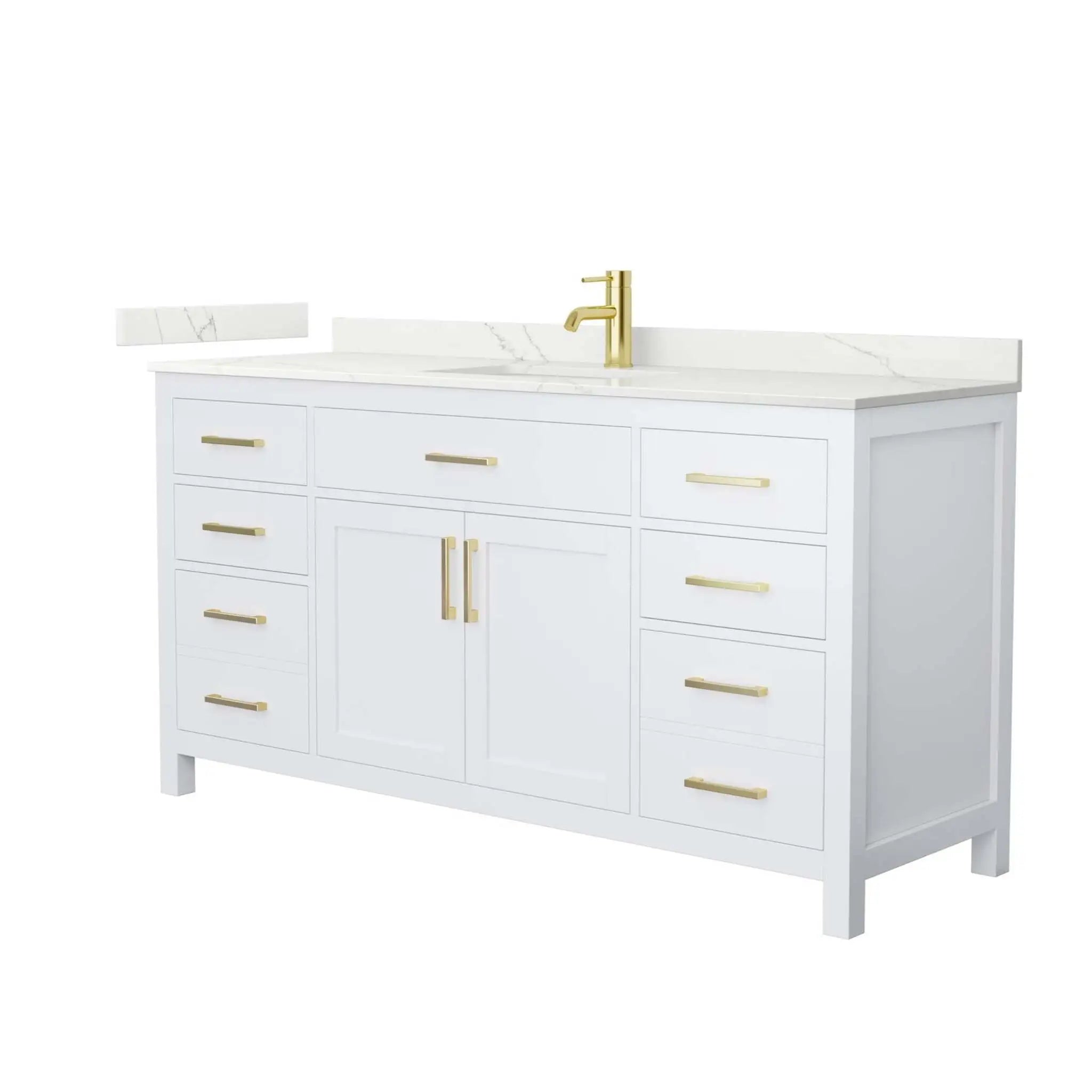 66" Beckett Single Bathroom Vanity in White with Brushed Gold Trim by Wyndham