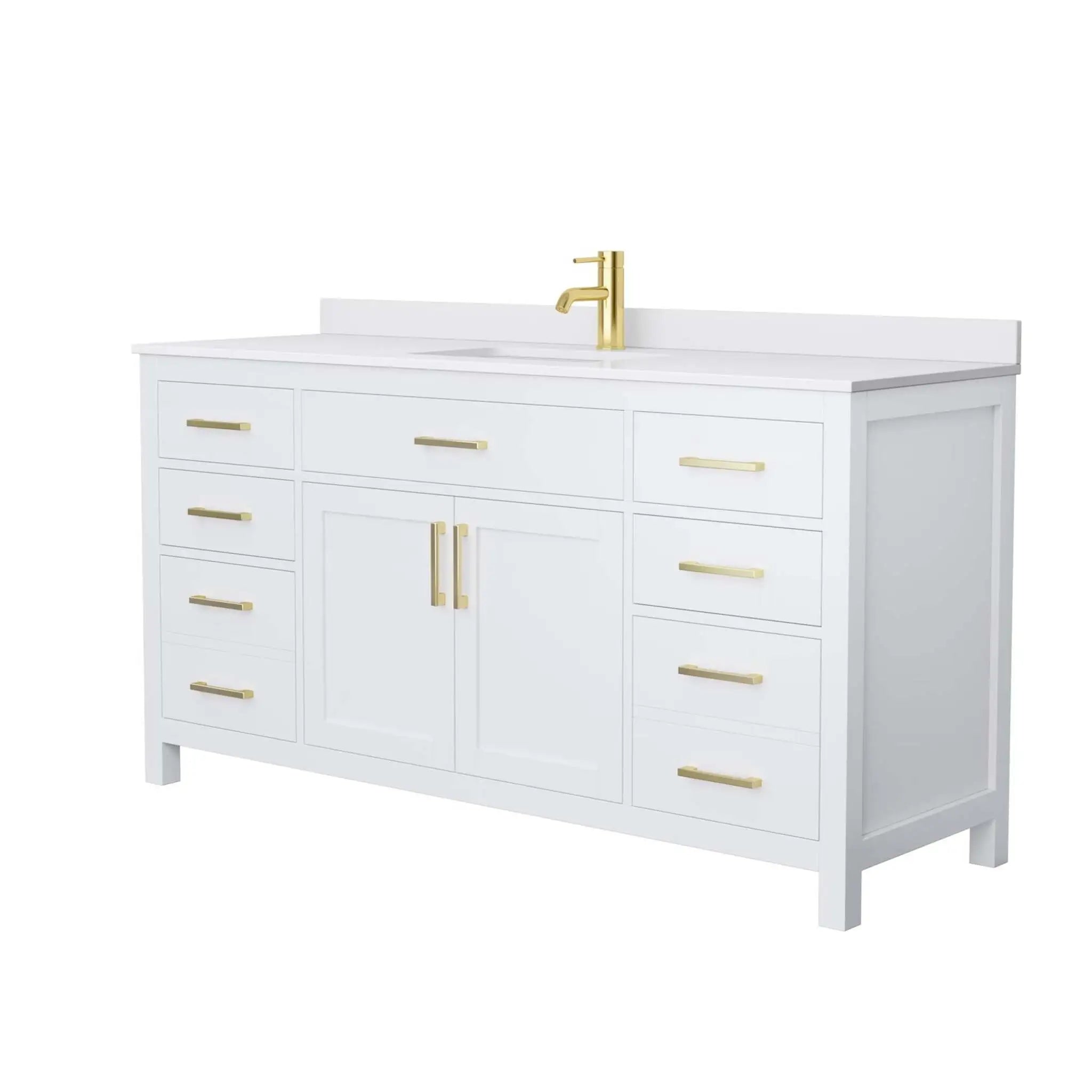66" Beckett Single Bathroom Vanity in White with Brushed Gold Trim by Wyndham