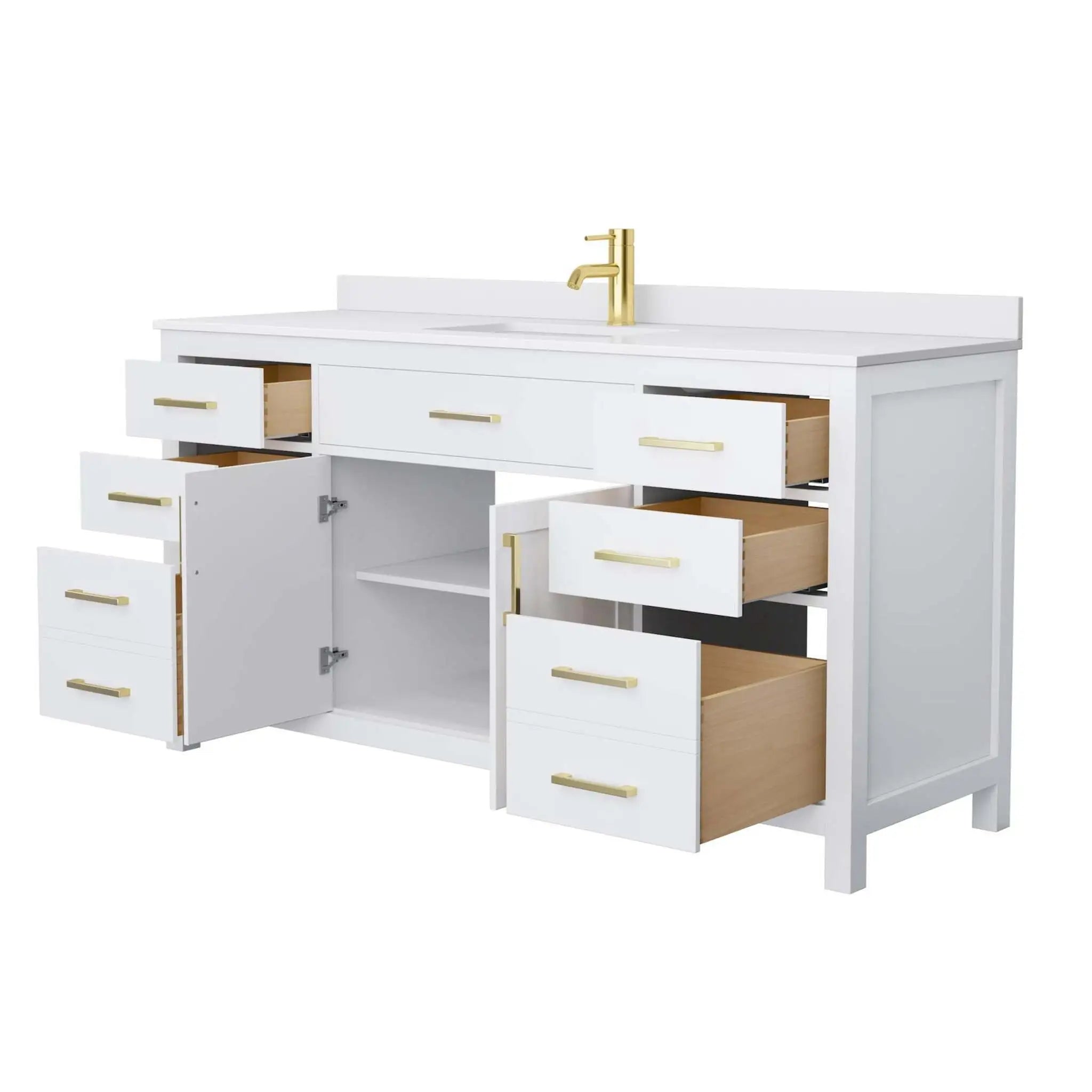 66" Beckett Single Bathroom Vanity in White with Brushed Gold Trim by Wyndham