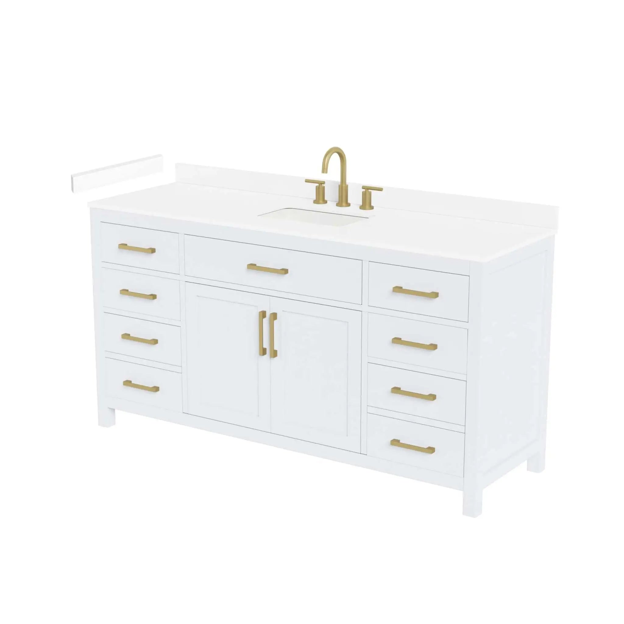 66" Beckett Single Bathroom Vanity in White with Brushed Gold Trim by Wyndham