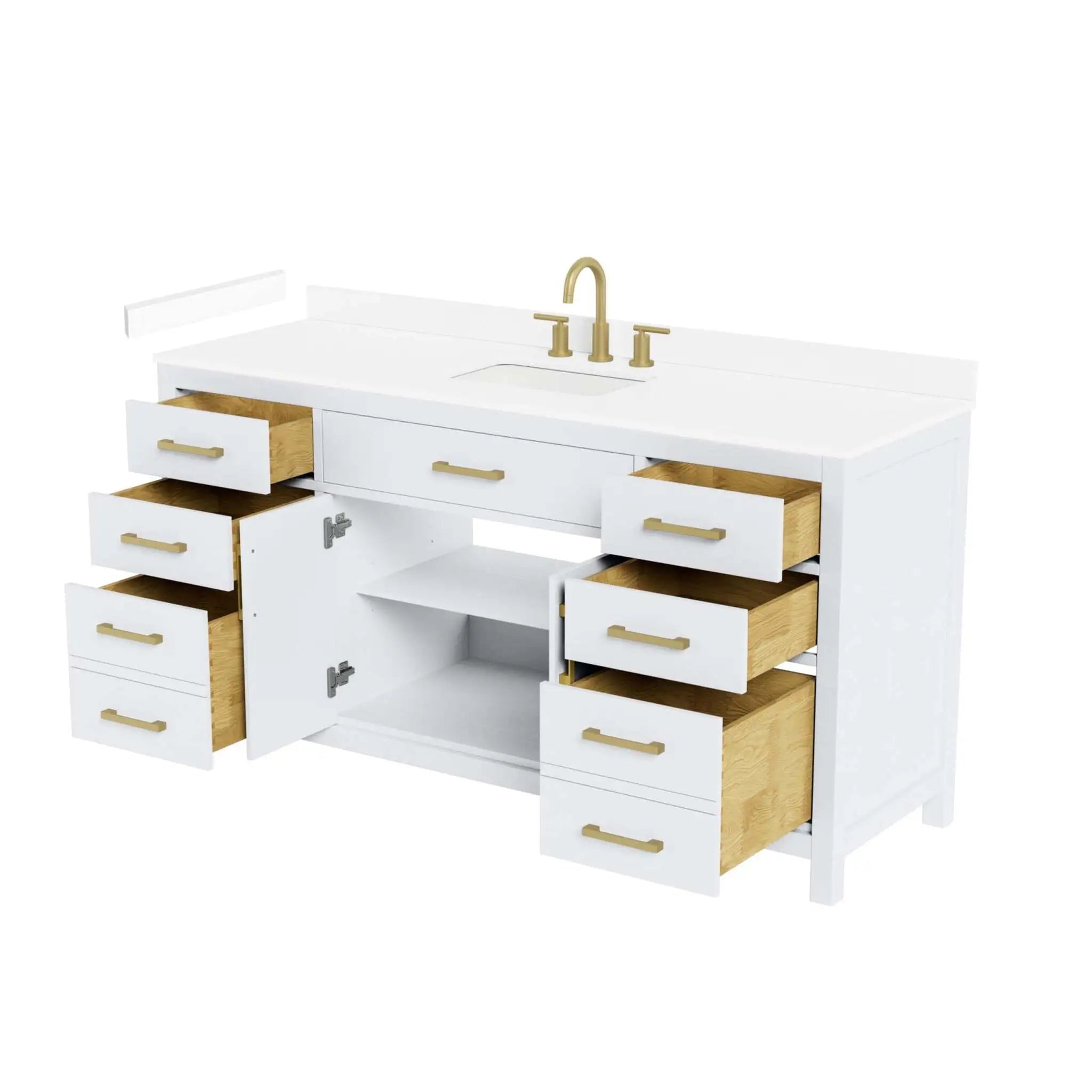 66" Beckett Single Bathroom Vanity in White with Brushed Gold Trim by Wyndham