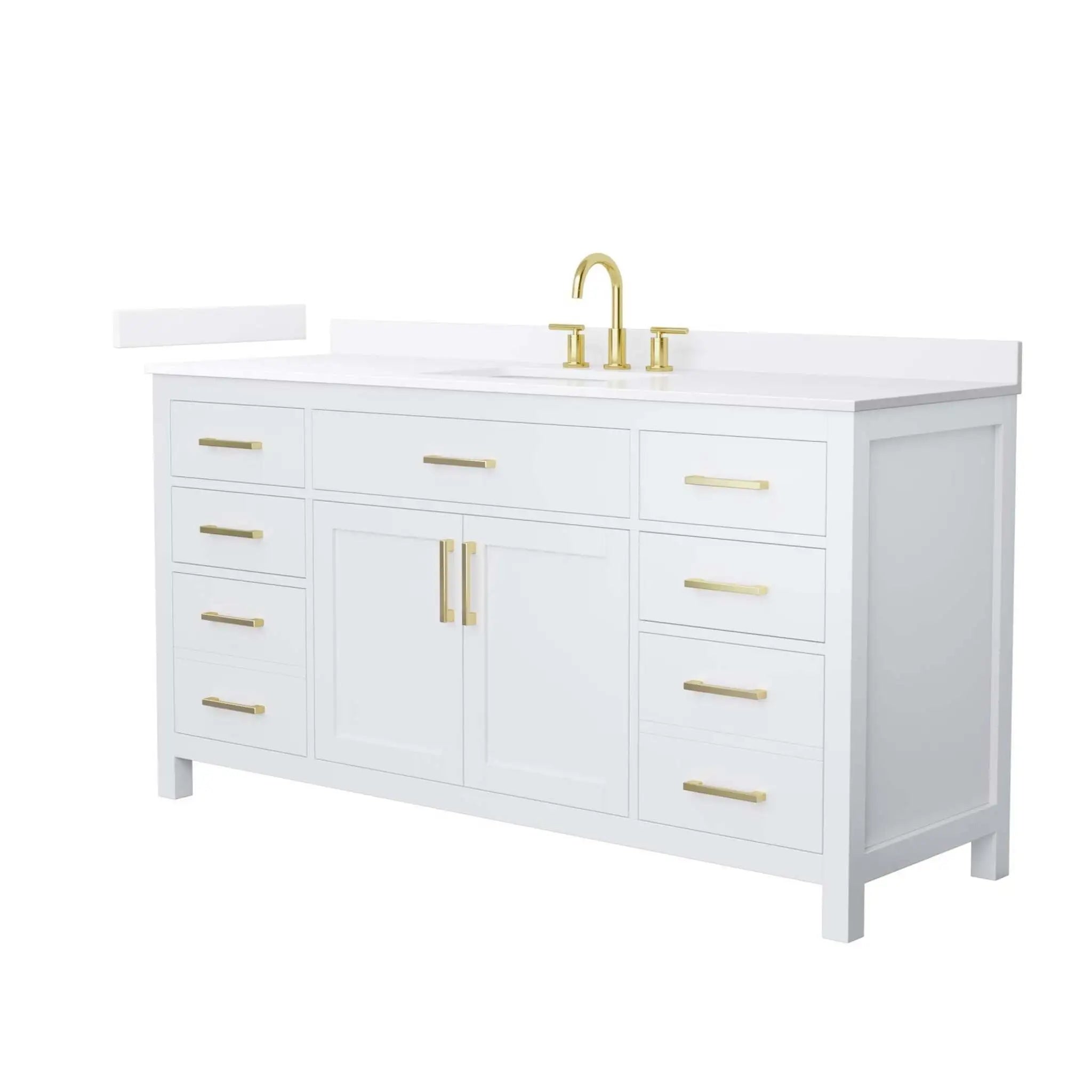 66" Beckett Single Bathroom Vanity in White with Brushed Gold Trim by Wyndham