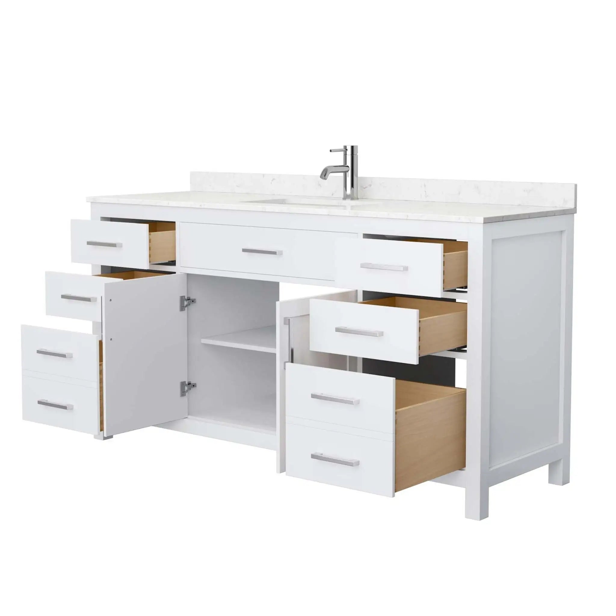 66" Beckett Single Bathroom Vanity in White with Brushed Nickel Trim by Wyndham