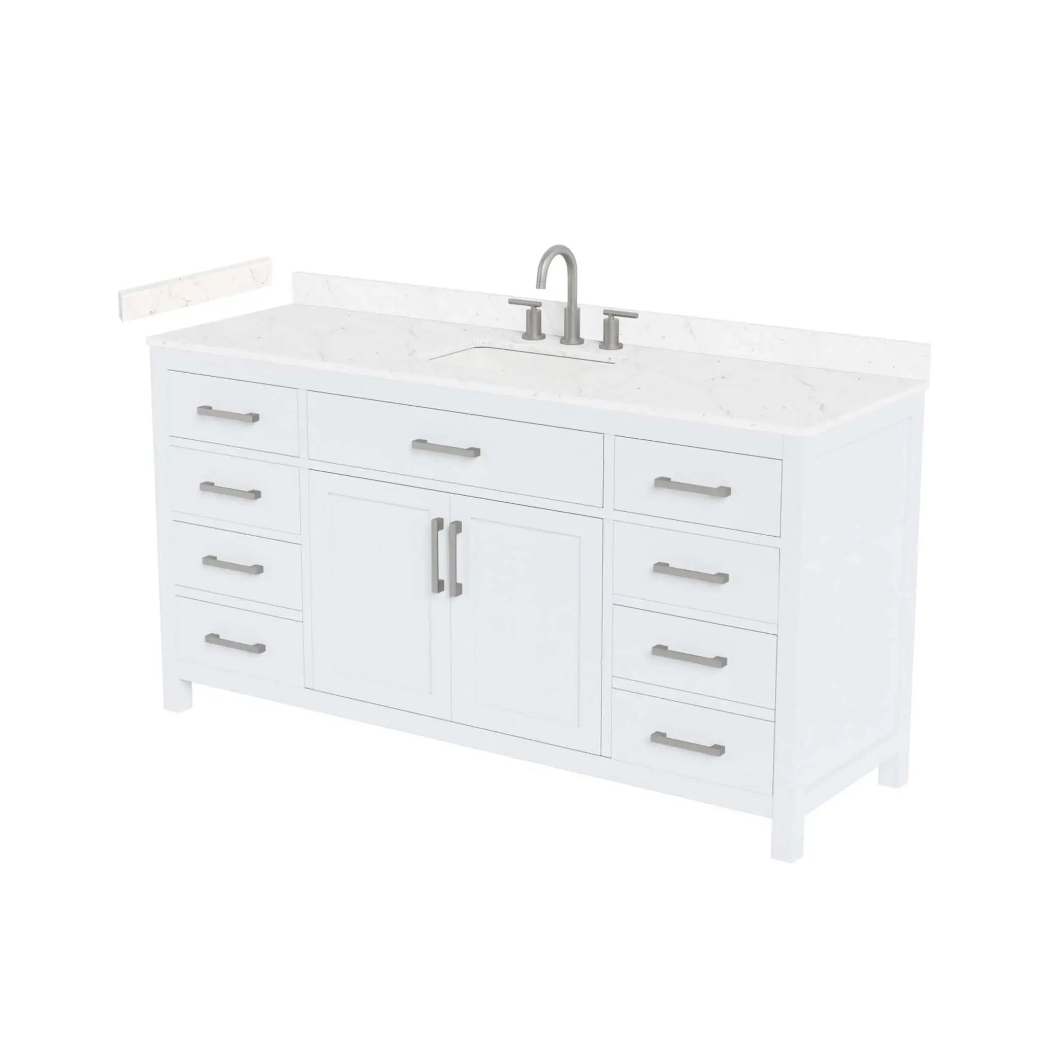 66" Beckett Single Bathroom Vanity in White with Brushed Nickel Trim by Wyndham