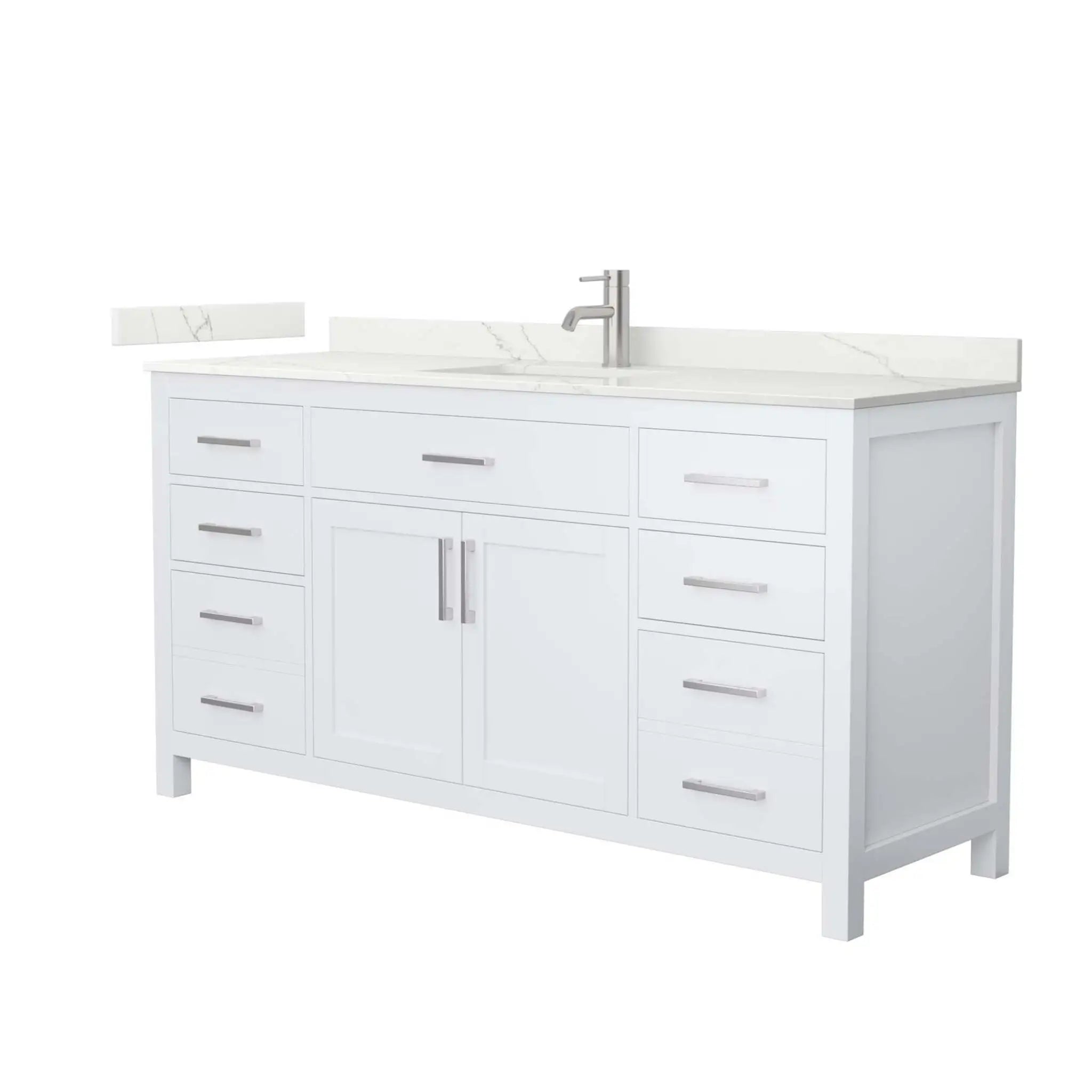 66" Beckett Single Bathroom Vanity in White with Brushed Nickel Trim by Wyndham