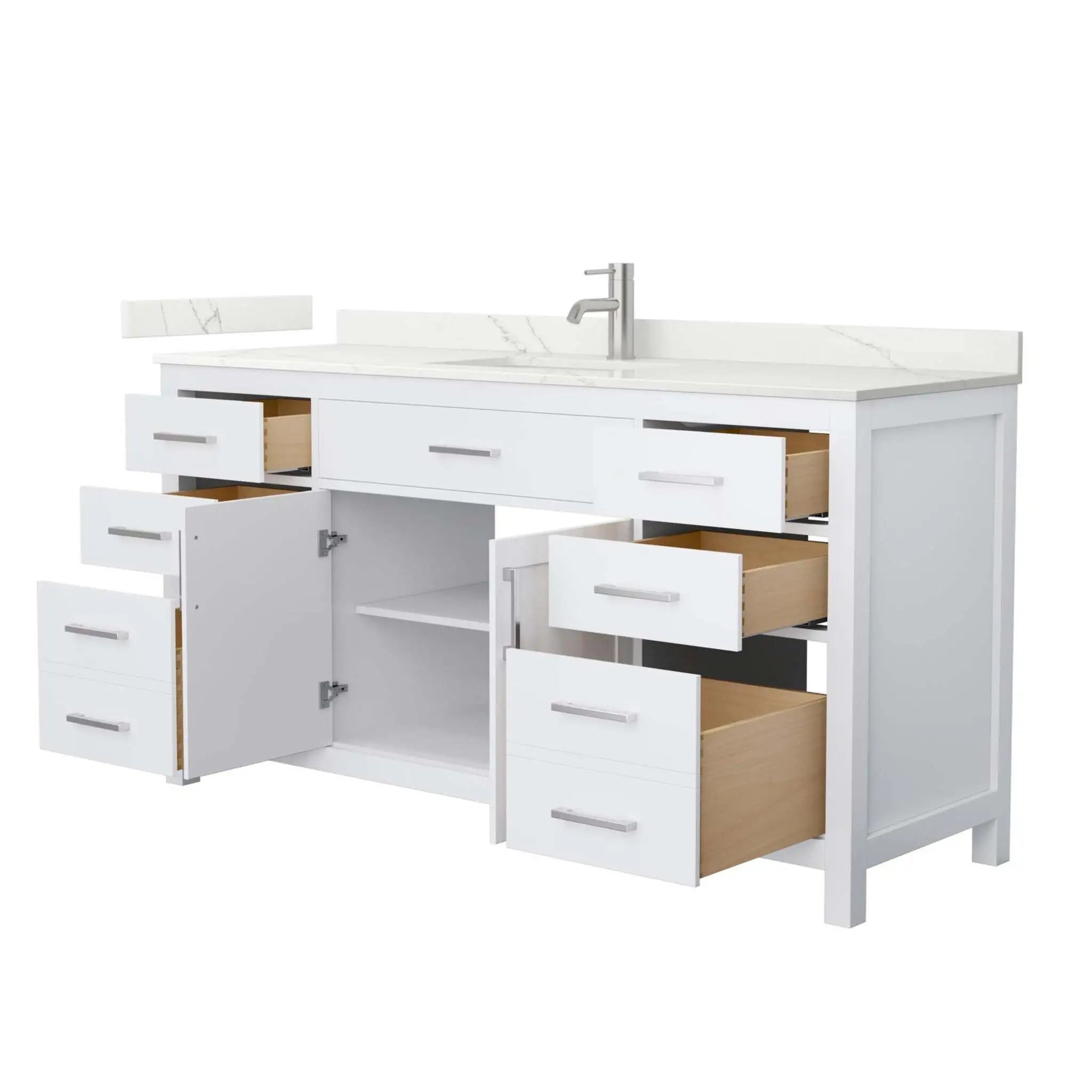 66" Beckett Single Bathroom Vanity in White with Brushed Nickel Trim by Wyndham