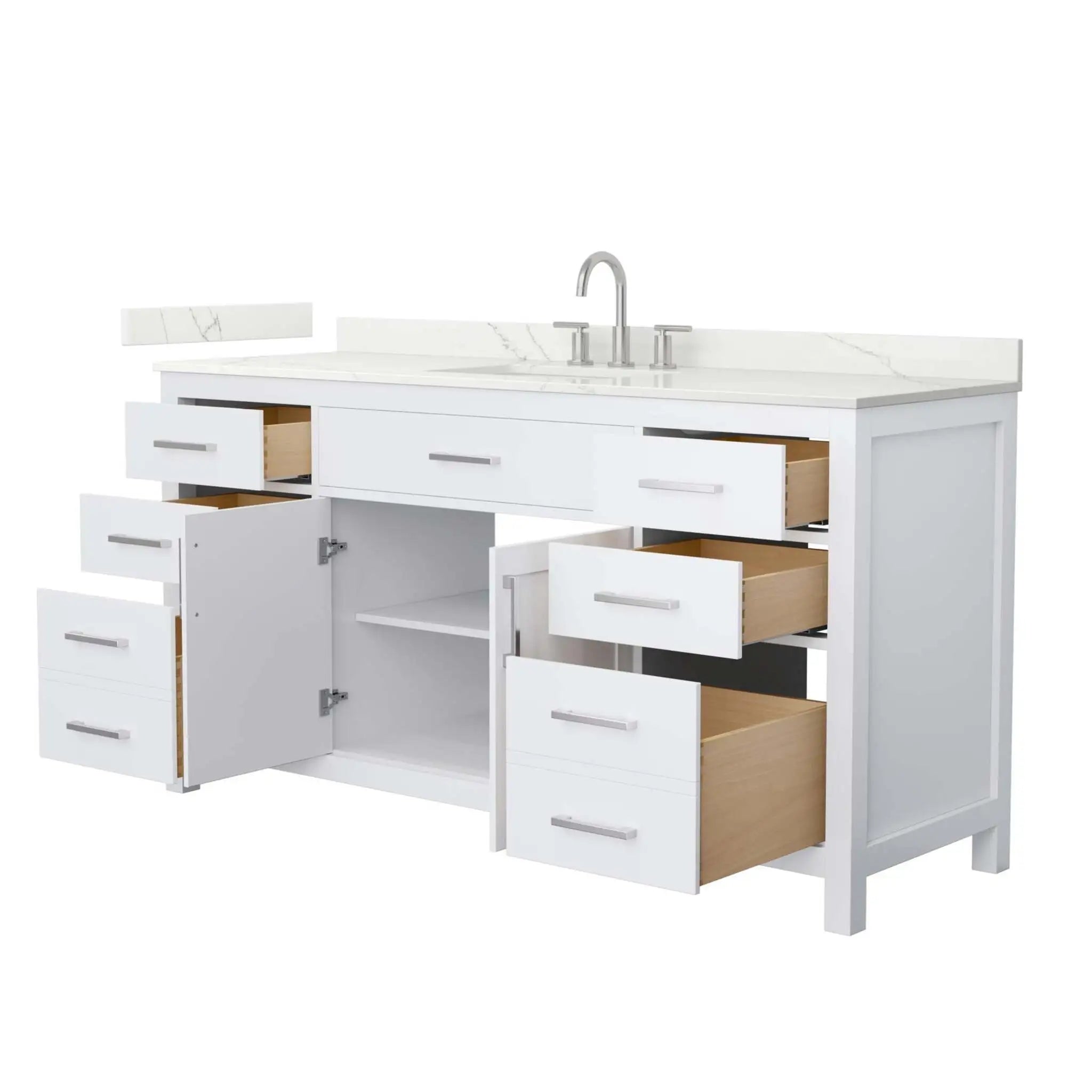 66" Beckett Single Bathroom Vanity in White with Brushed Nickel Trim by Wyndham