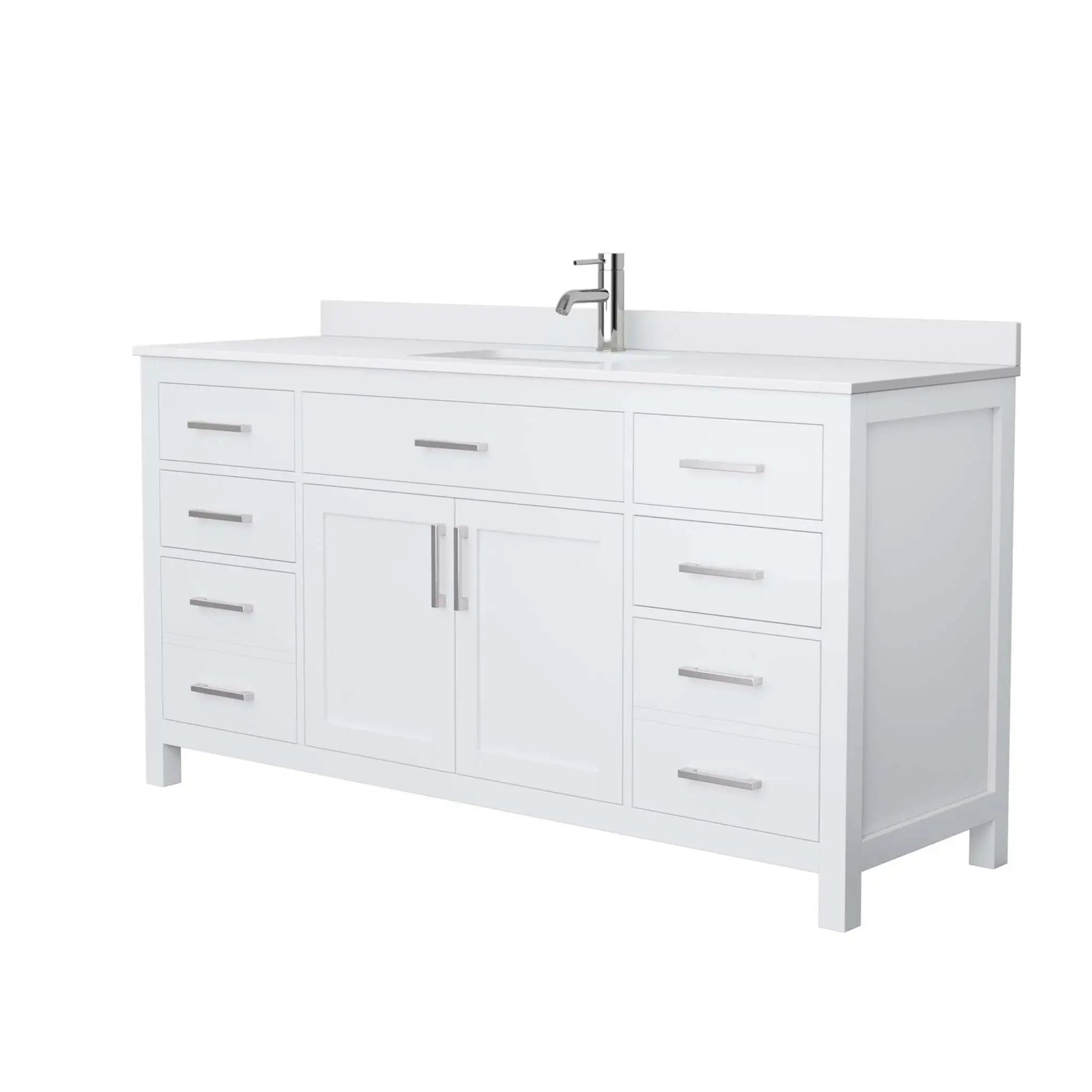 66" Beckett Single Bathroom Vanity in White with Brushed Nickel Trim by Wyndham
