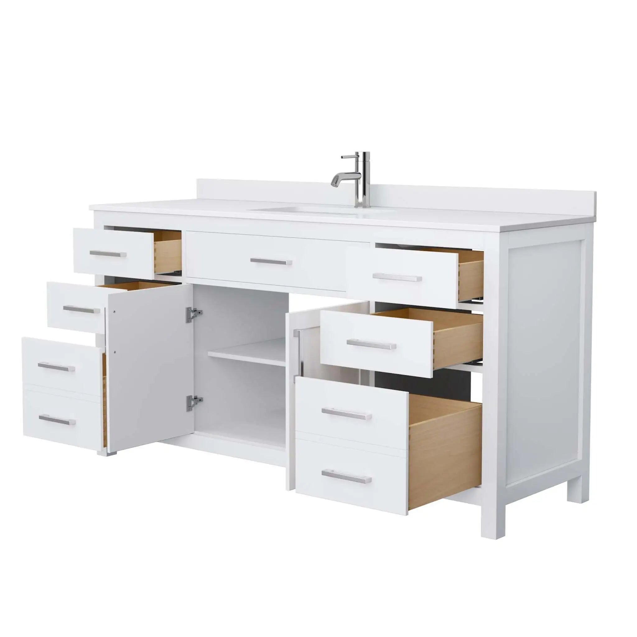 66" Beckett Single Bathroom Vanity in White with Brushed Nickel Trim by Wyndham