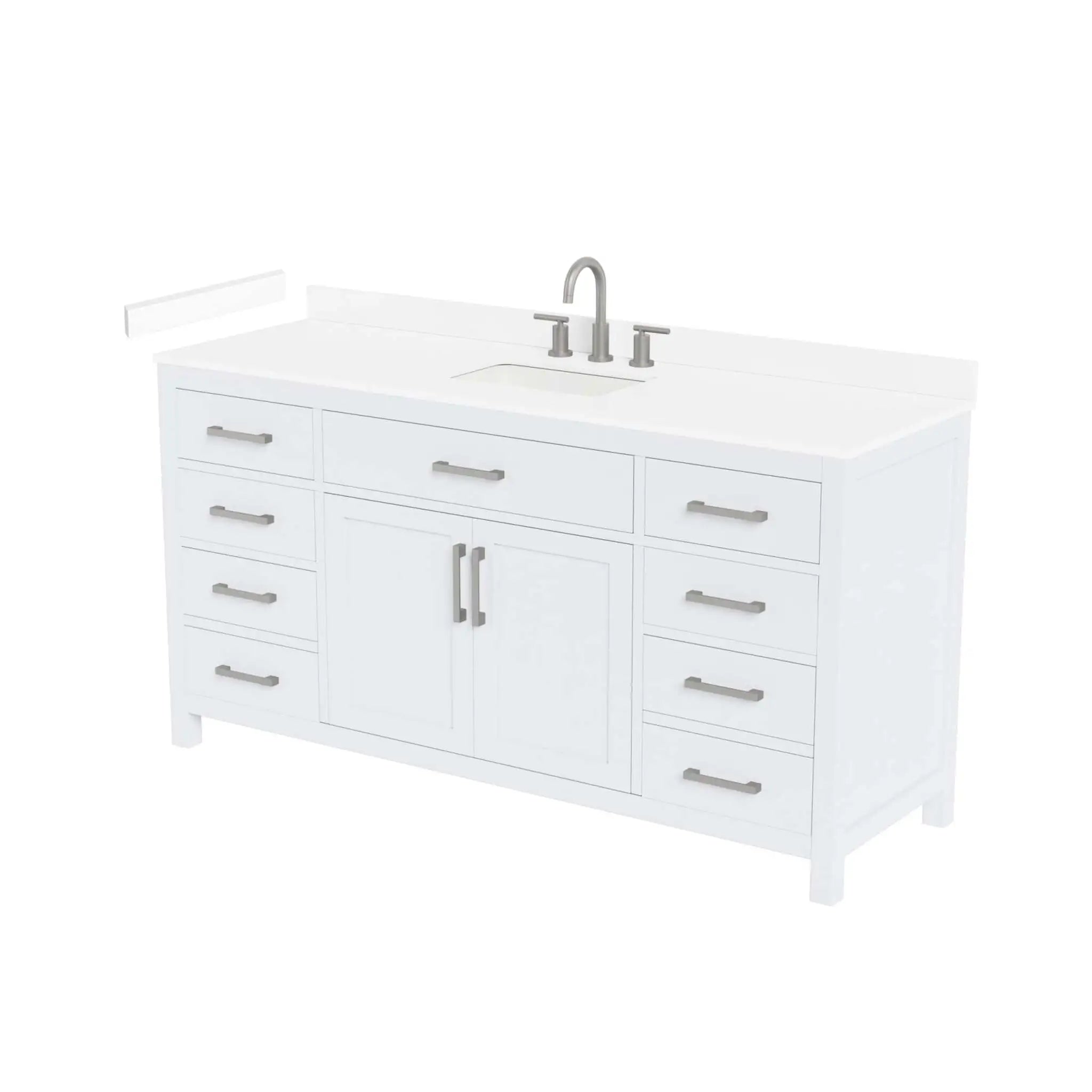66" Beckett Single Bathroom Vanity in White with Brushed Nickel Trim by Wyndham