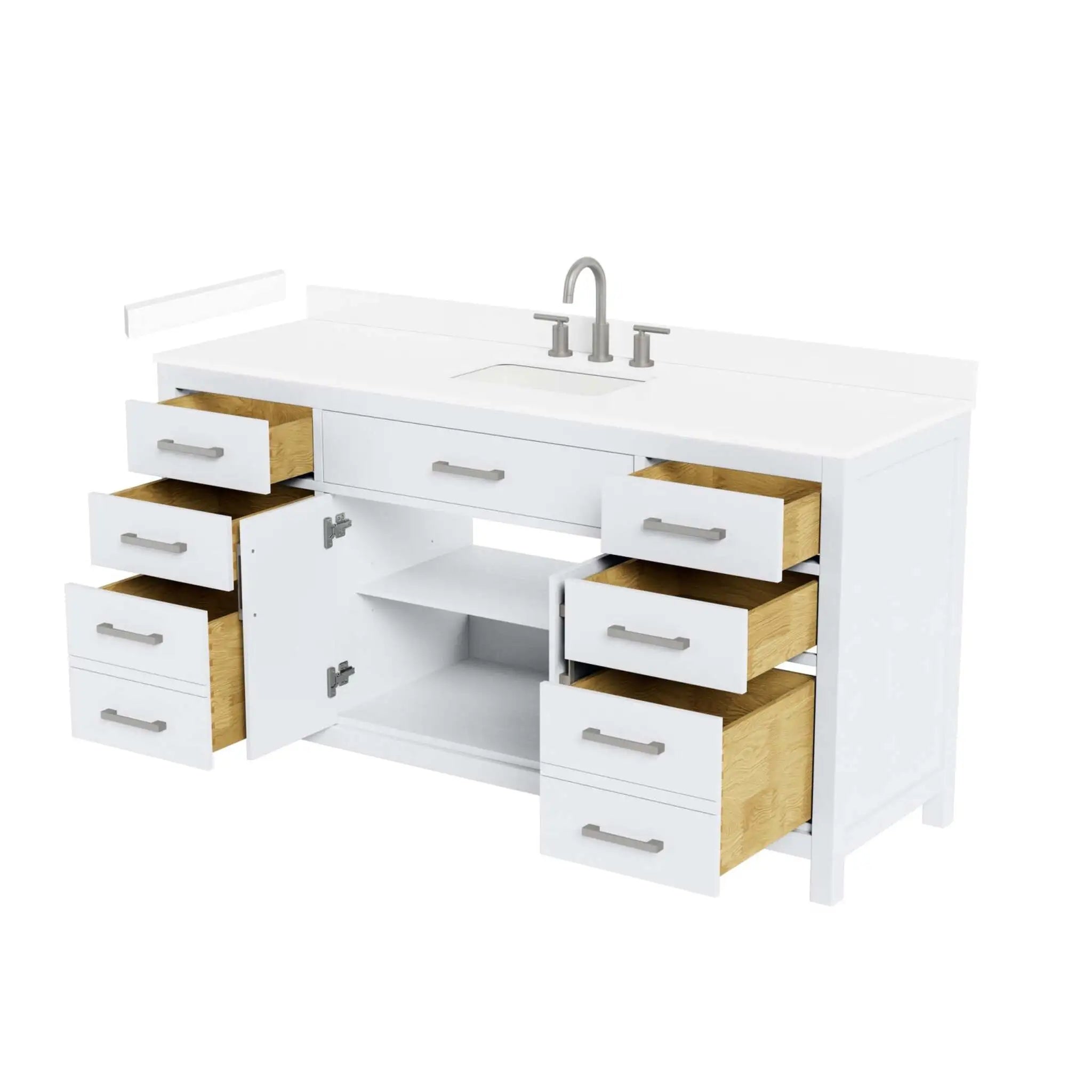 66" Beckett Single Bathroom Vanity in White with Brushed Nickel Trim by Wyndham