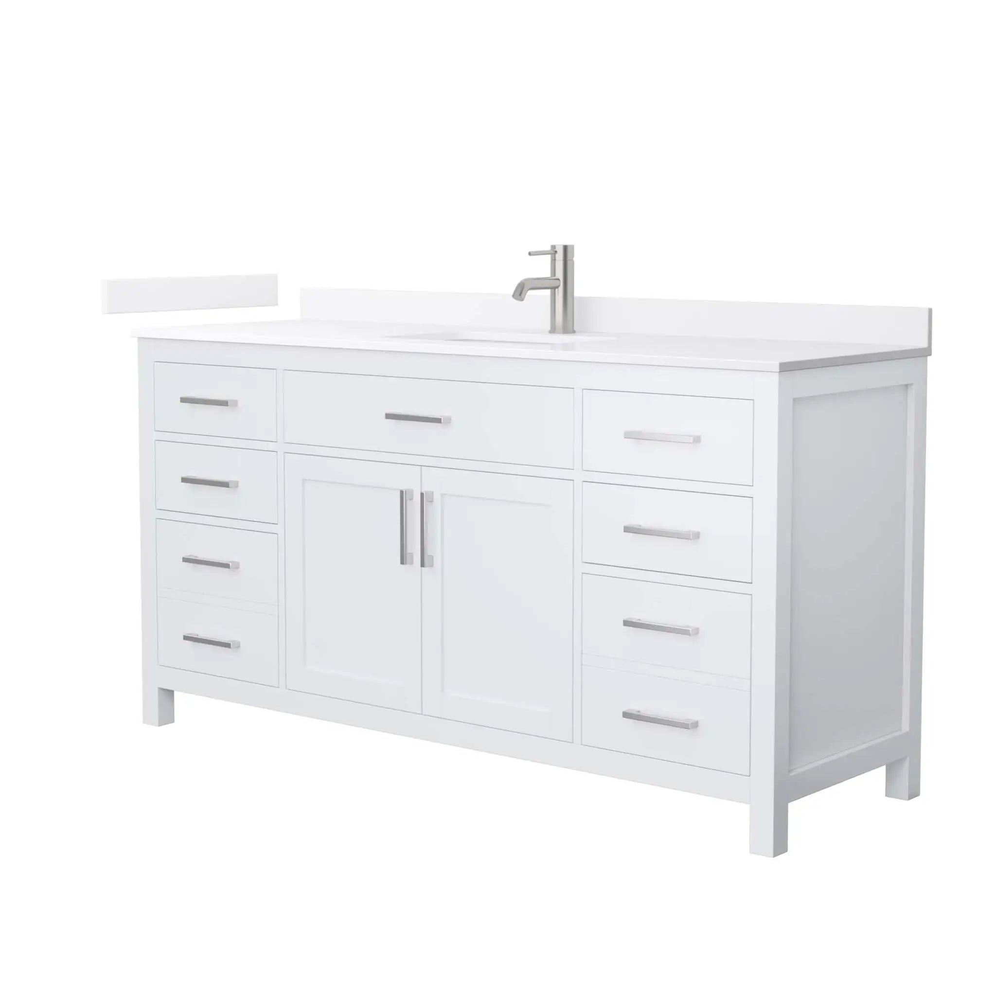 66" Beckett Single Bathroom Vanity in White with Brushed Nickel Trim by Wyndham