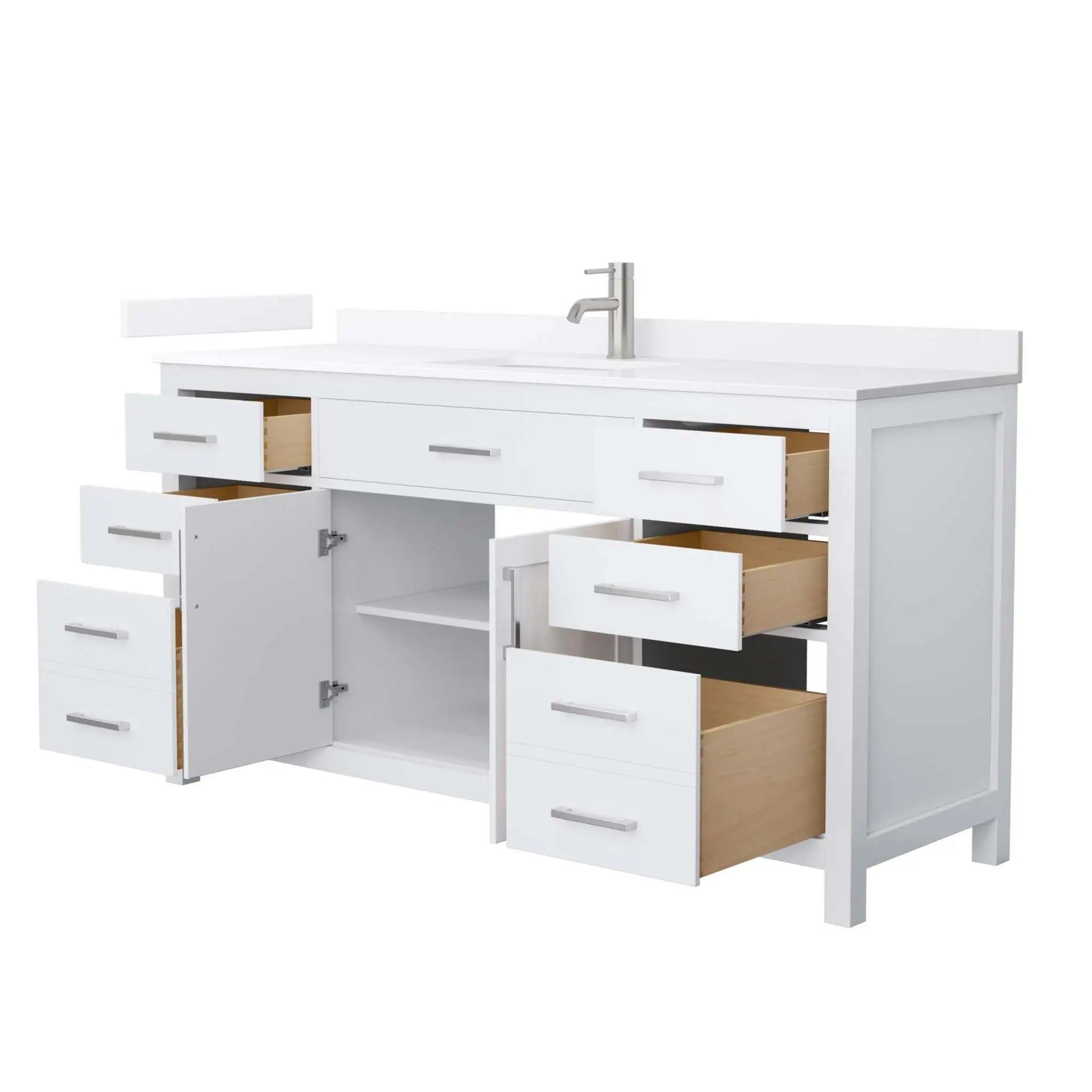 66" Beckett Single Bathroom Vanity in White with Brushed Nickel Trim by Wyndham