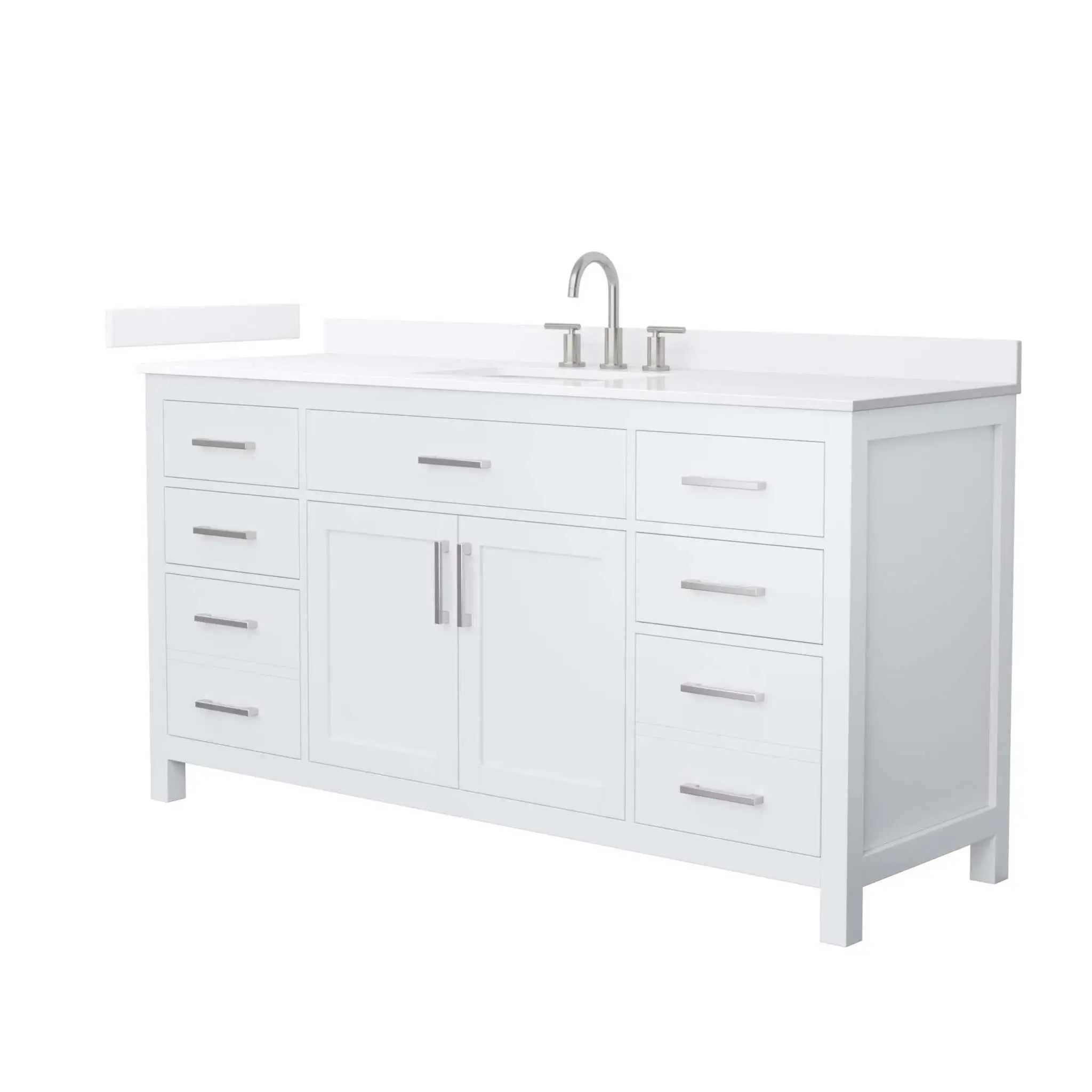 66" Beckett Single Bathroom Vanity in White with Brushed Nickel Trim by Wyndham