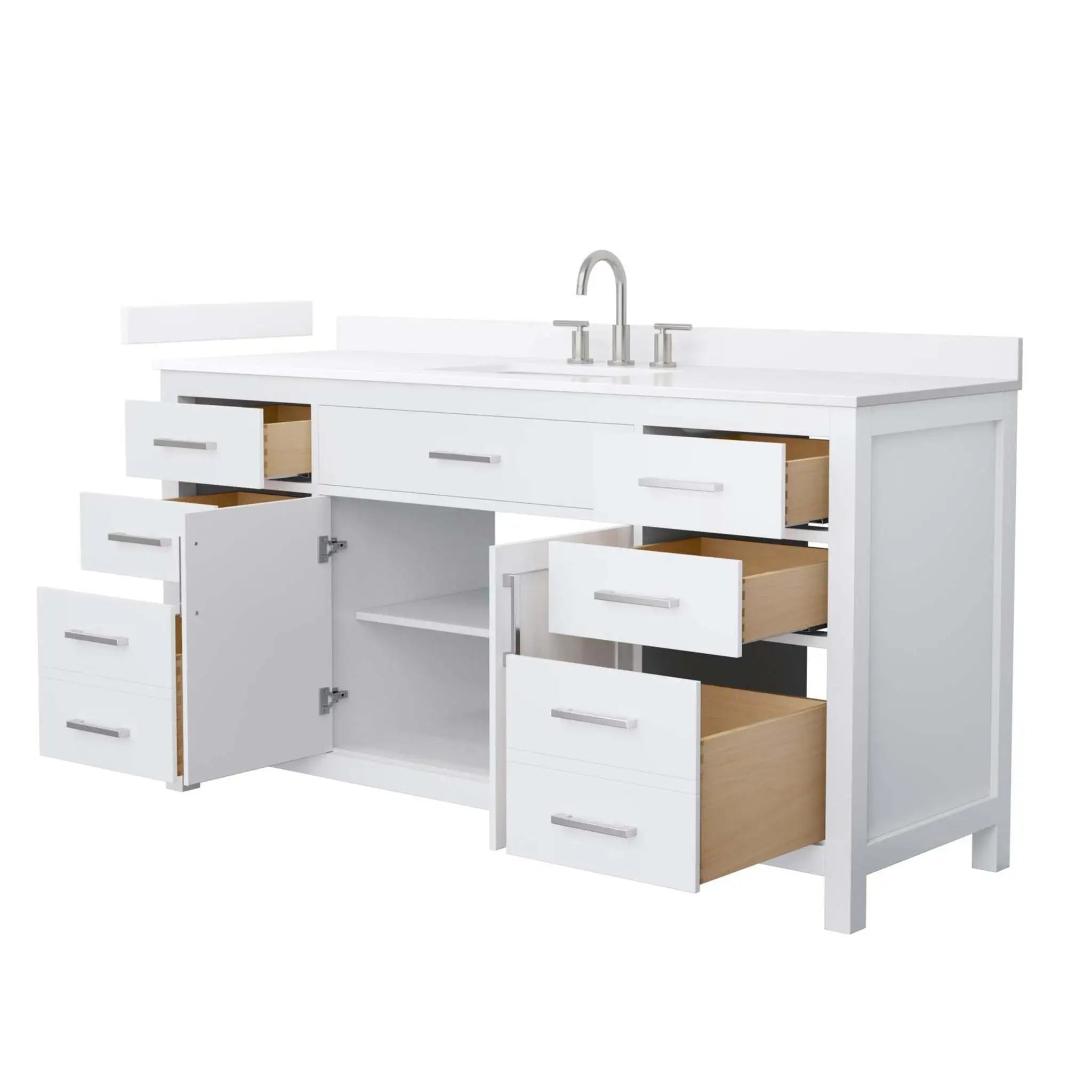 66" Beckett Single Bathroom Vanity in White with Brushed Nickel Trim by Wyndham