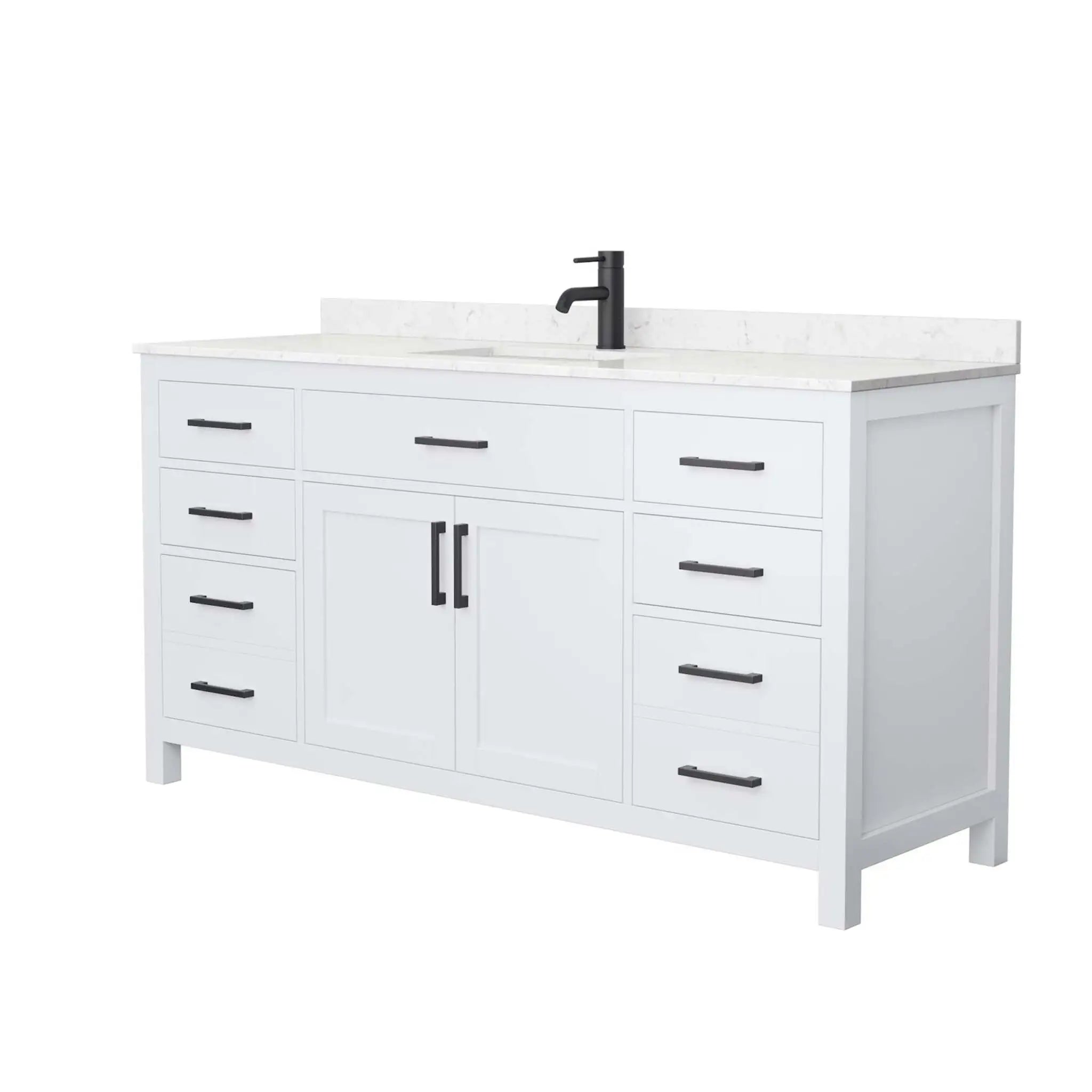 66" Beckett Single Bathroom Vanity in White with Matte Black Trim by Wyndham