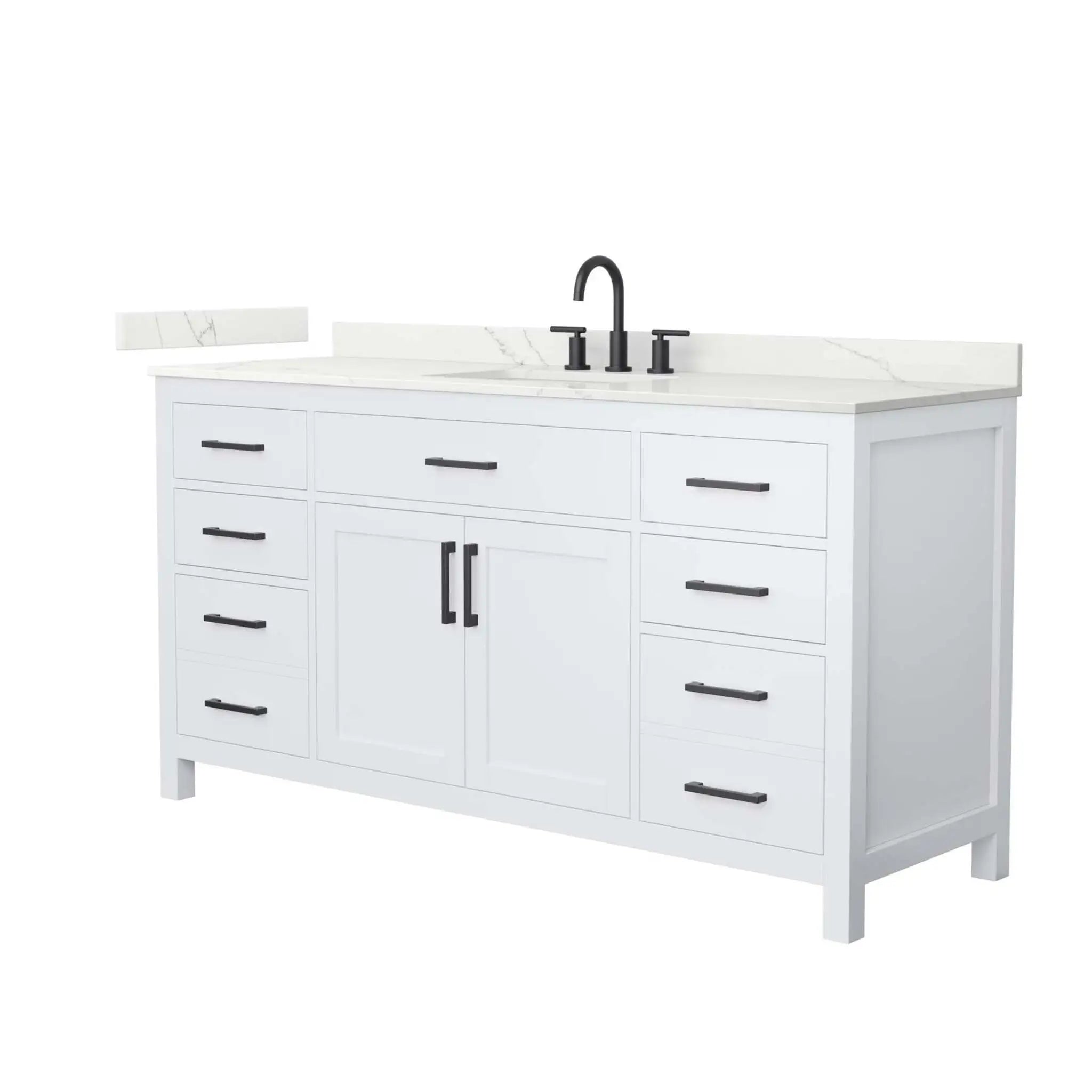 66" Beckett Single Bathroom Vanity in White with Matte Black Trim by Wyndham