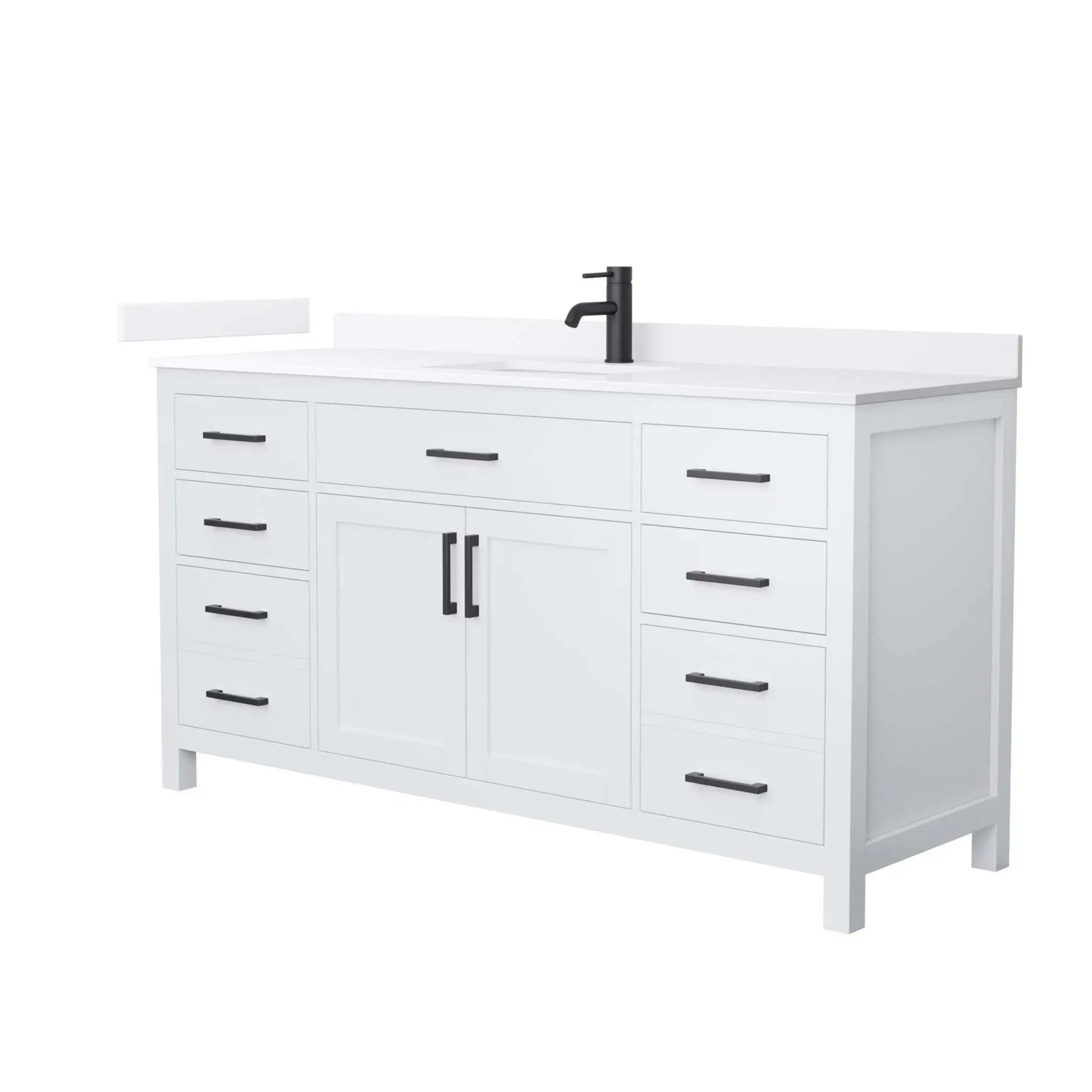 66" Beckett Single Bathroom Vanity in White with Matte Black Trim by Wyndham