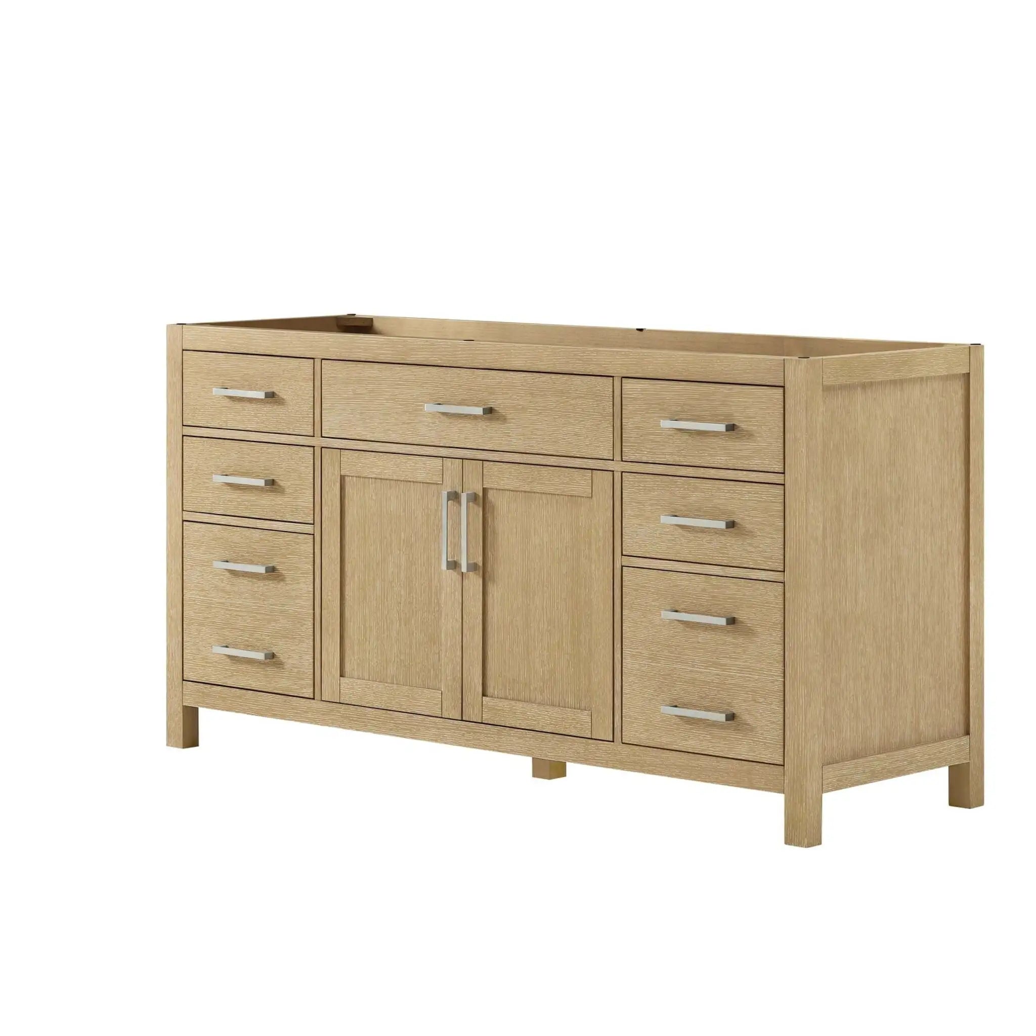 66" Beckett Single Bathroom Vanity in Whitewashed Oak with Brushed Nickel Trim by Wyndham