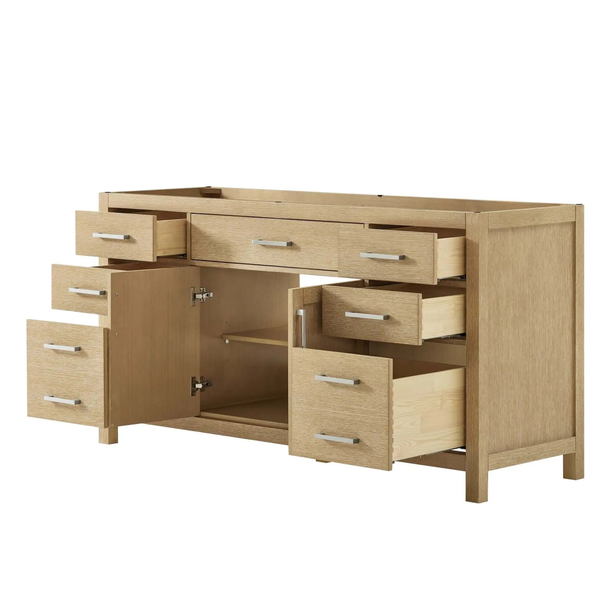 66" Beckett Single Bathroom Vanity in Whitewashed Oak with Brushed Nickel Trim by Wyndham