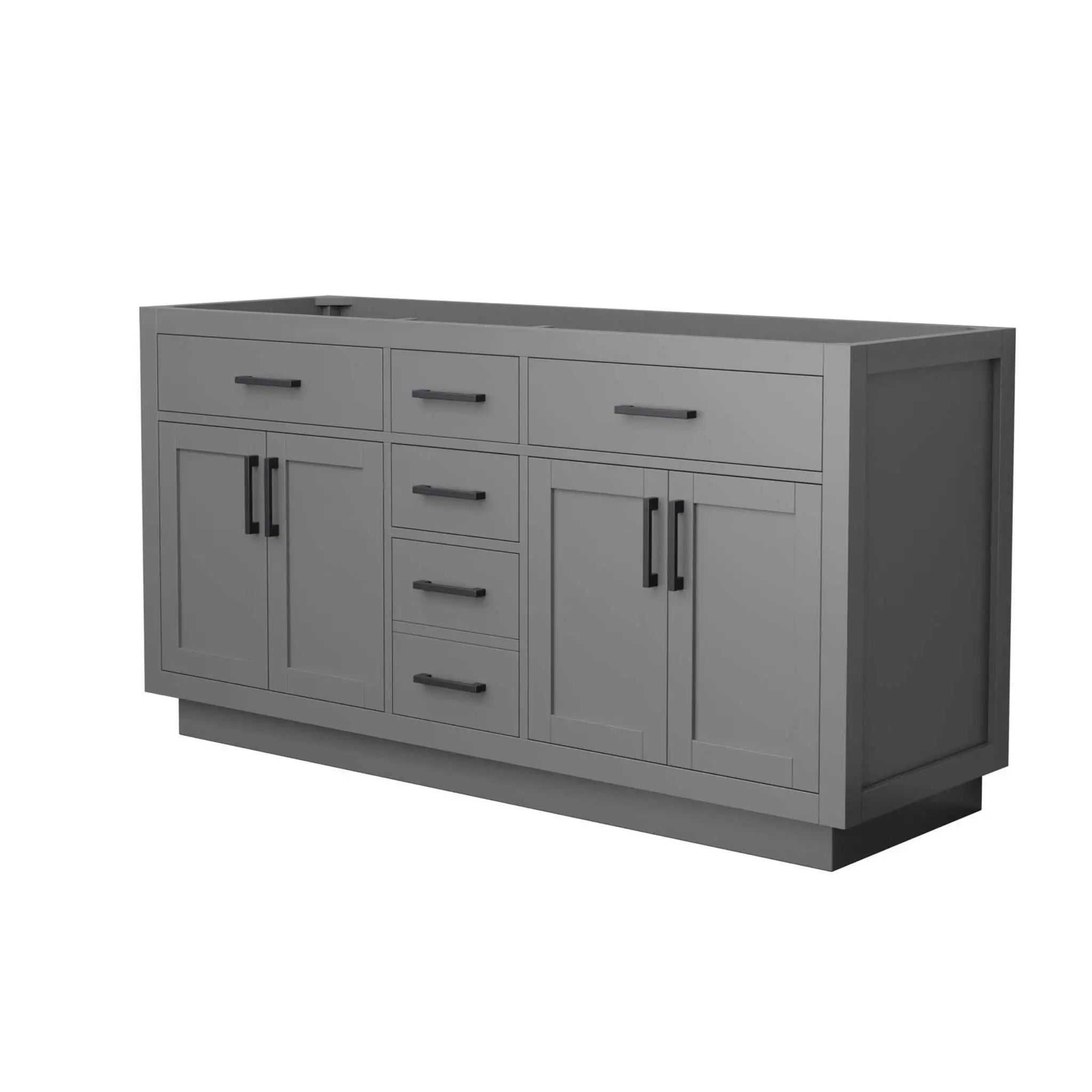 66" Beckett TK Beckett Double Bathroom Vanity with Toe Kick in Dark Gray with Matte Black Trim by Wyndham
