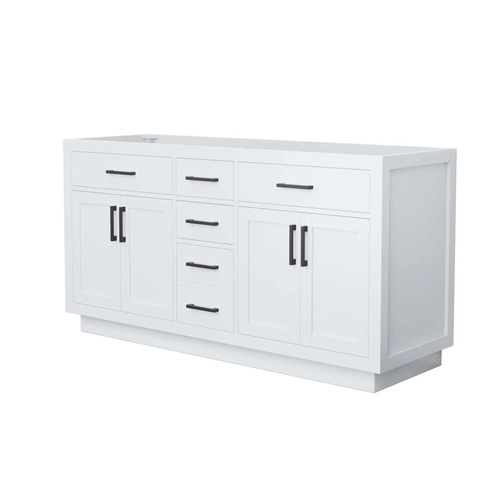 66" Beckett TK Beckett Double Bathroom Vanity with Toe Kick in White with Matte Black Trim by Wyndham