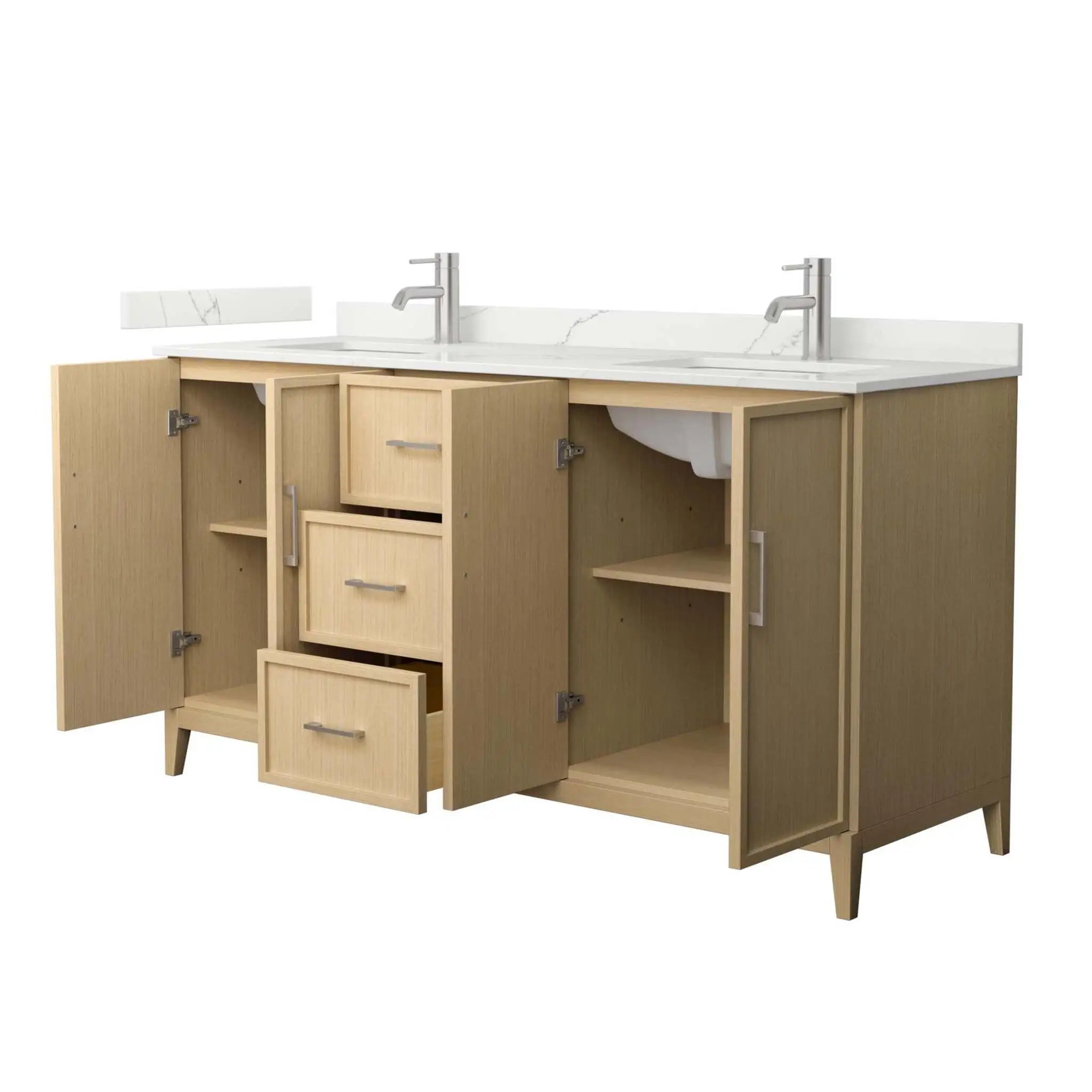 66" Elan Double Bathroom Vanity in White Oak with Brushed Nickel Trim by Wyndham