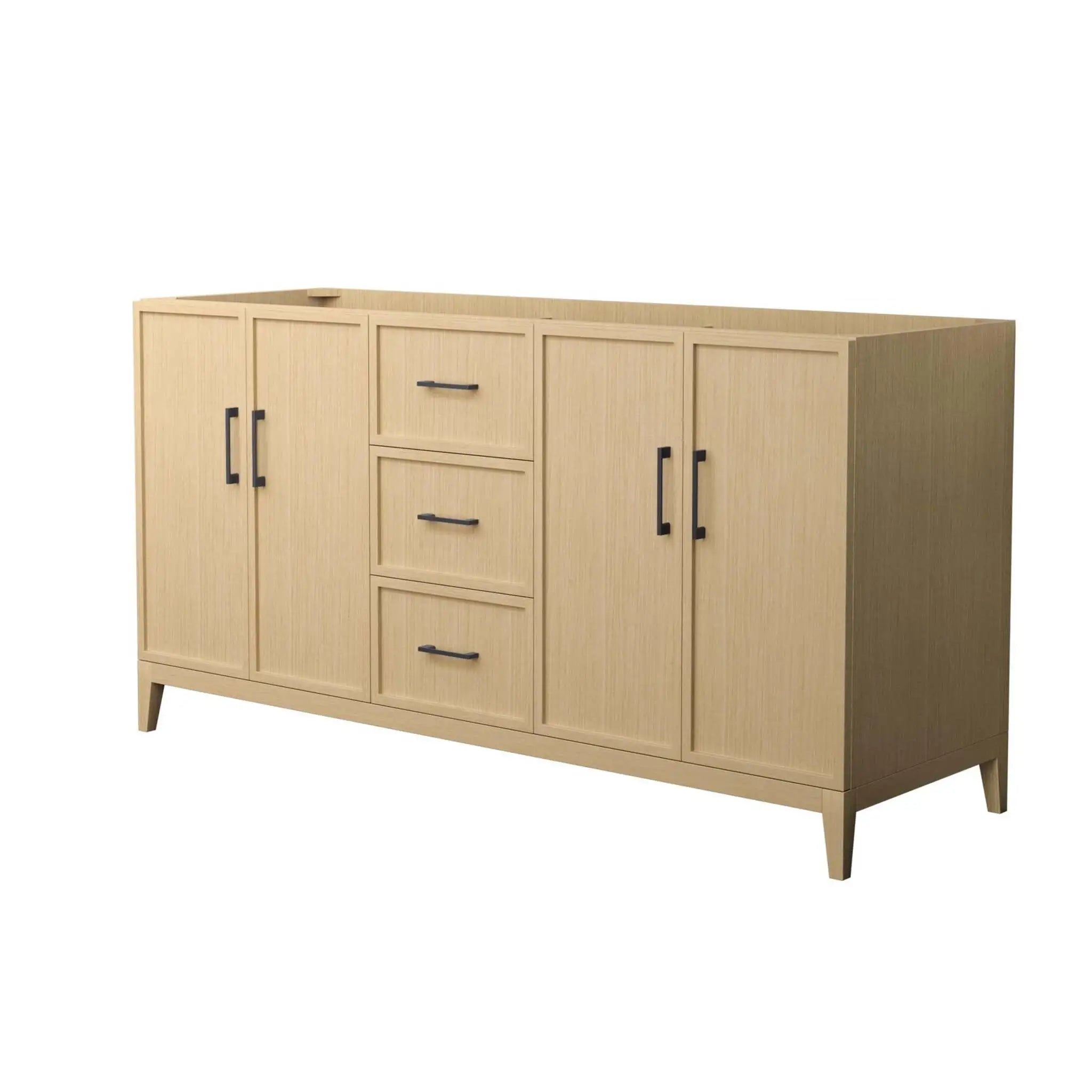 66" Elan Double Bathroom Vanity in White Oak with Matte Black Trim by Wyndham