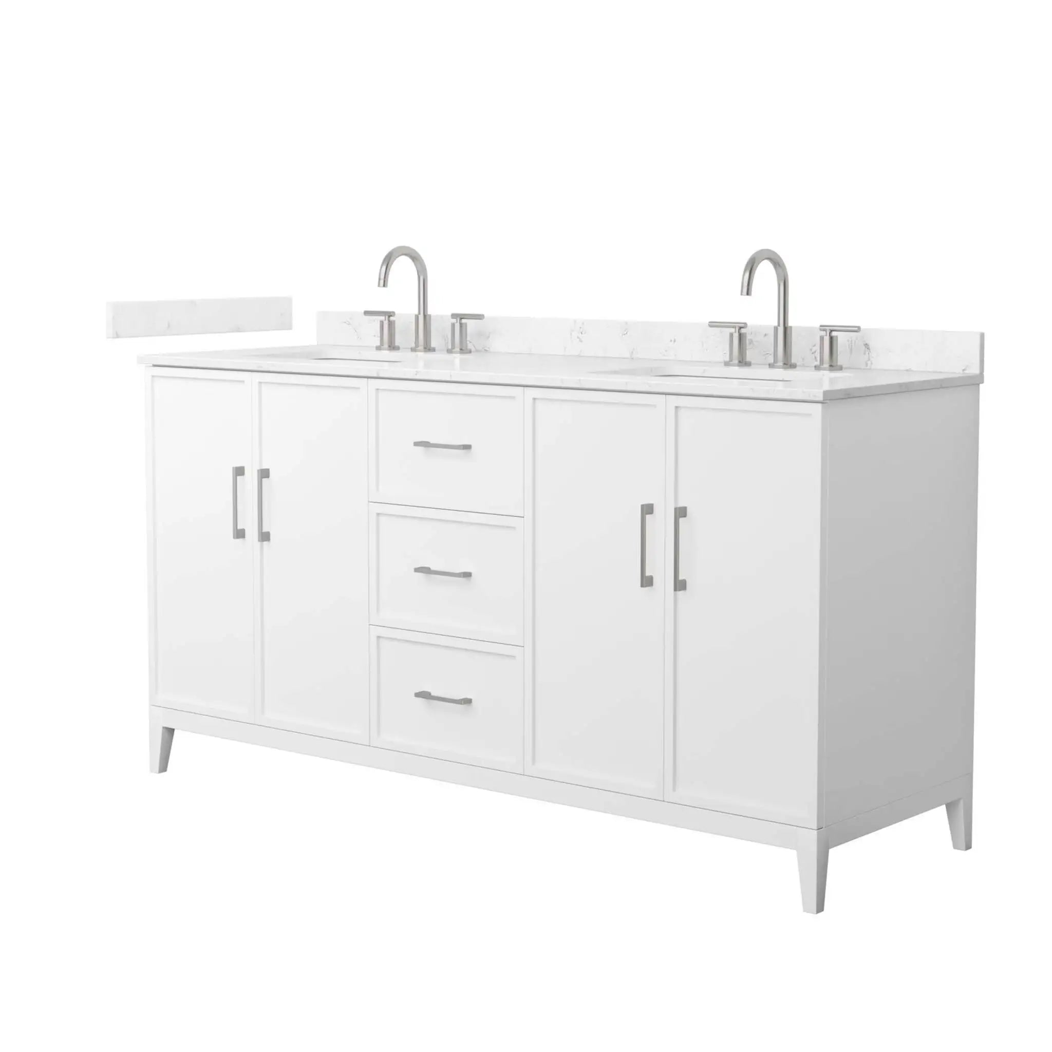 66" Elan Double Bathroom Vanity in White with Brushed Nickel Trim by Wyndham