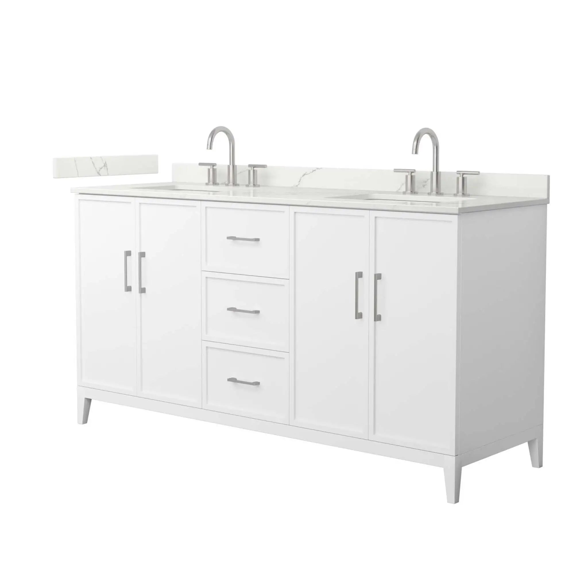 66" Elan Double Bathroom Vanity in White with Brushed Nickel Trim by Wyndham
