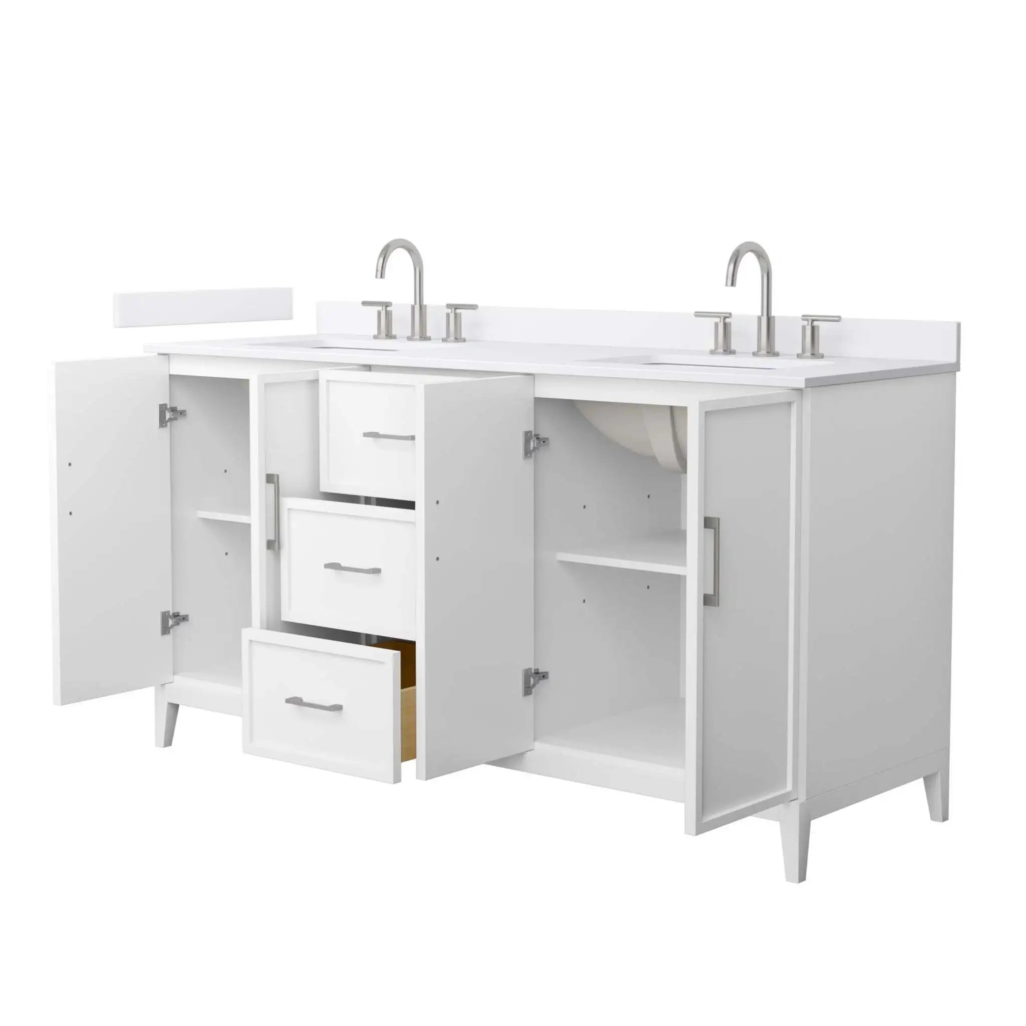 66" Elan Double Bathroom Vanity in White with Brushed Nickel Trim by Wyndham