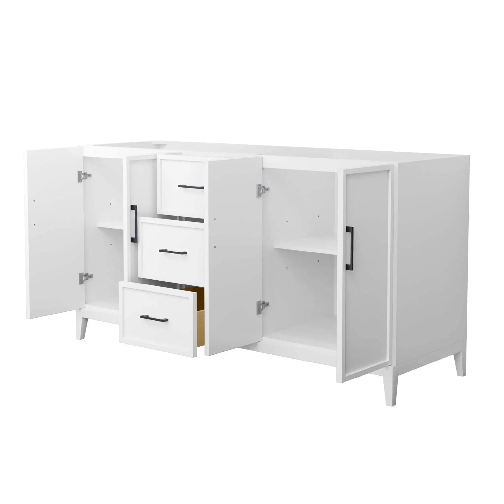 66" Elan Double Bathroom Vanity in White with Matte Black Trim by Wyndham