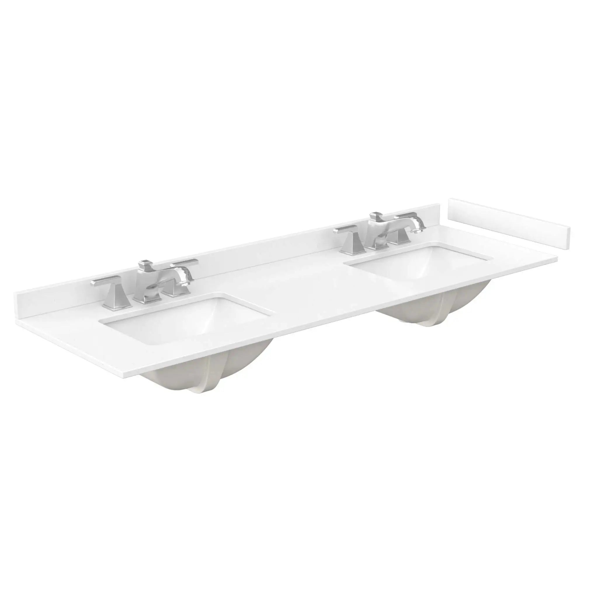 66" Elan Double Bathroom Vanity in White with Matte Black Trim by Wyndham
