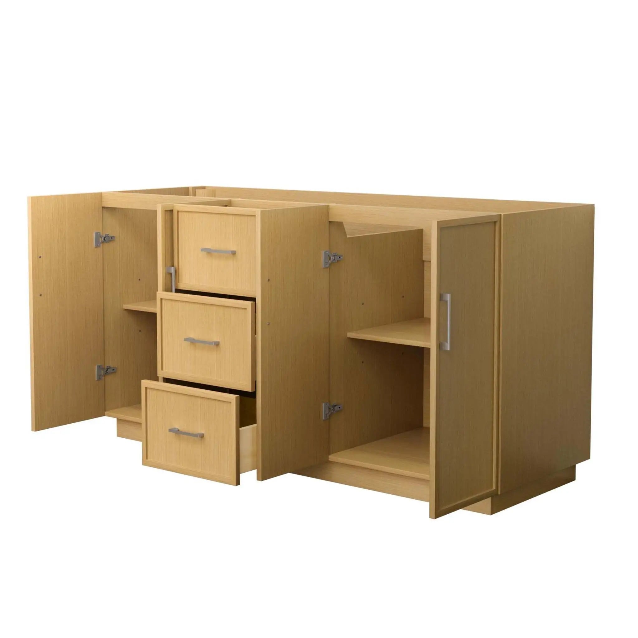 66" Elan TK Elan Double Bathroom Vanity with Toe Kick in Light Oak with Brushed Nickel Trim by Wyndham