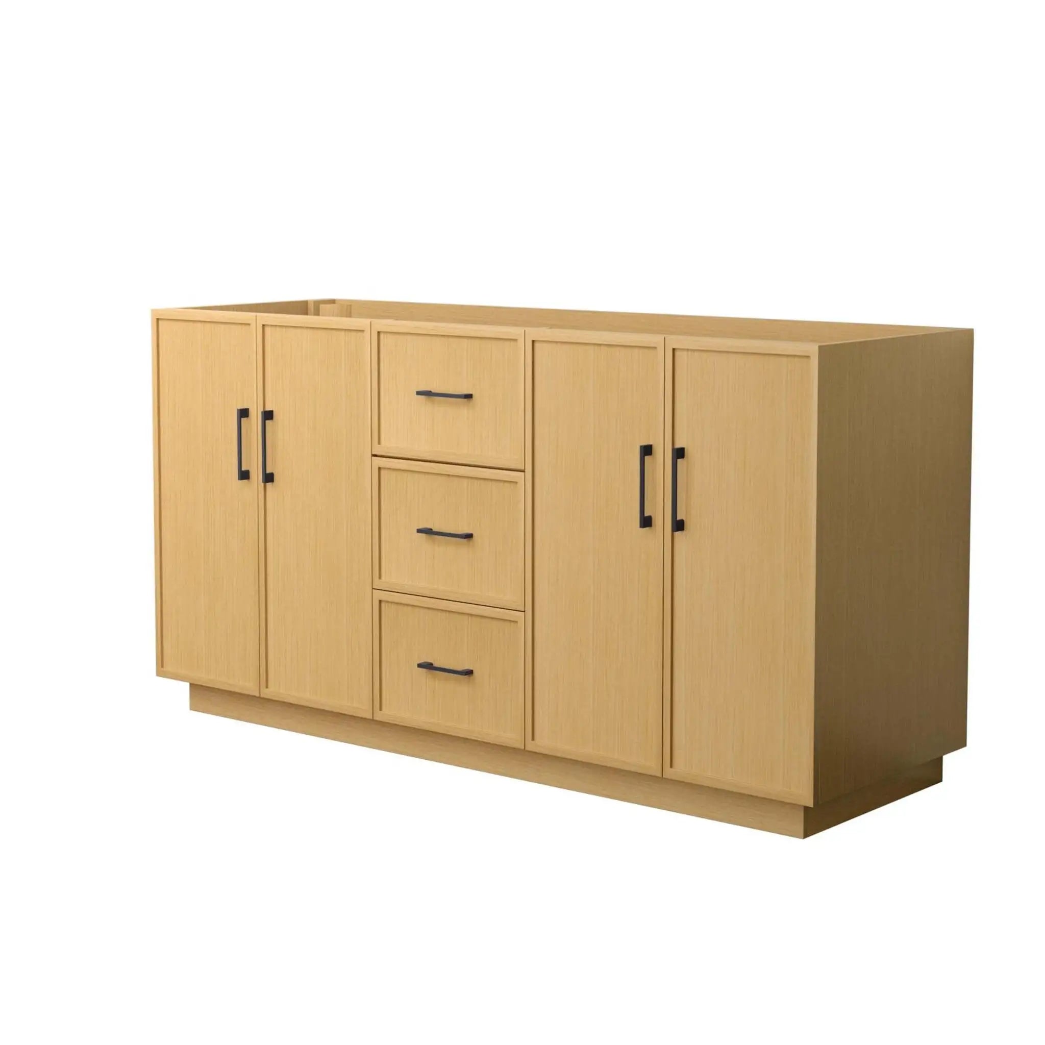 66" Elan TK Elan Double Bathroom Vanity with Toe Kick in Light Oak with Matte Black Trim by Wyndham