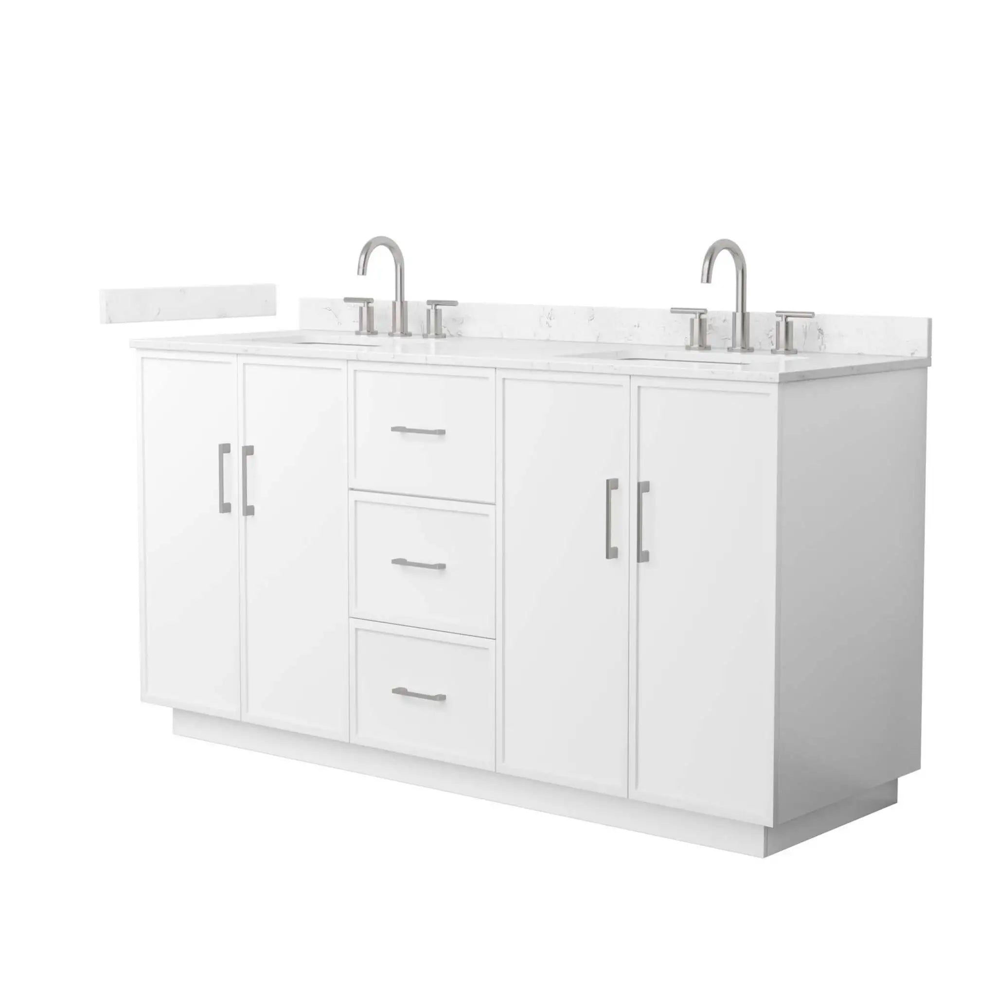 66" Elan TK Elan Double Bathroom Vanity with Toe Kick in White with Brushed Nickel Trim by Wyndham