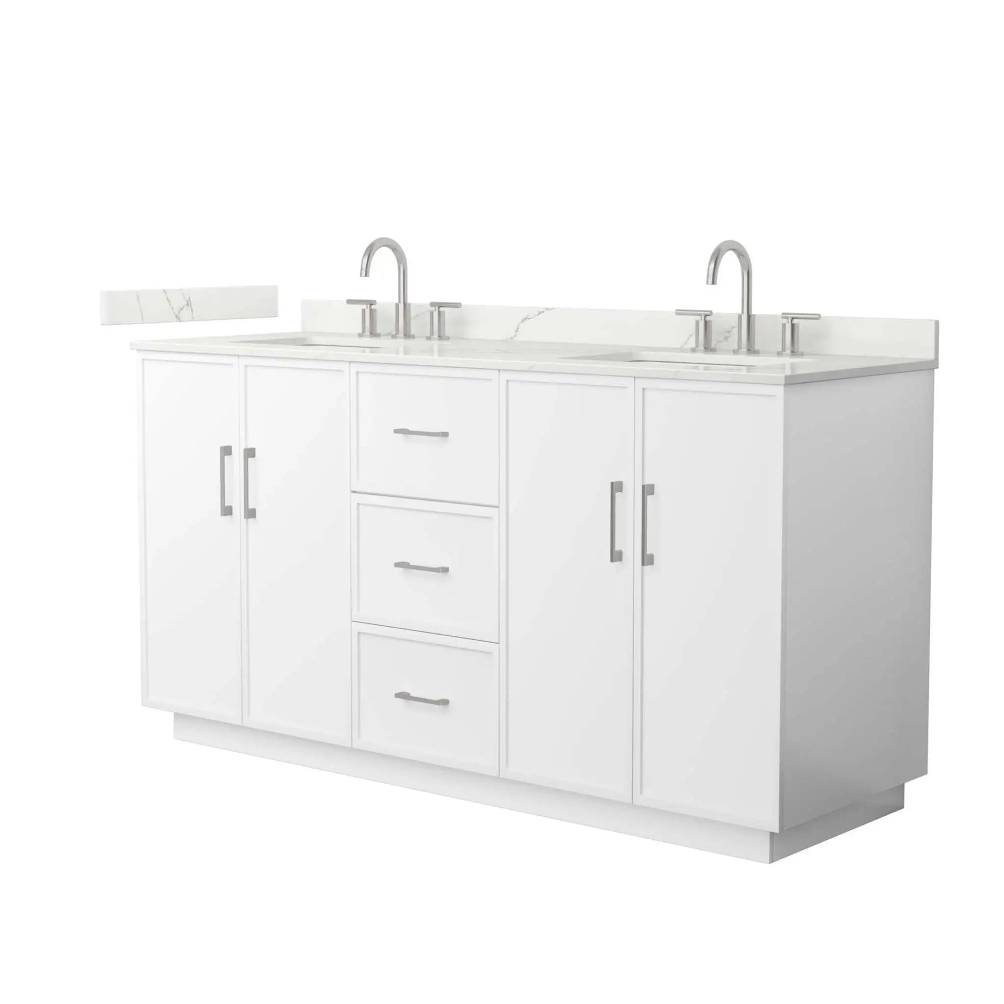 66" Elan TK Elan Double Bathroom Vanity with Toe Kick in White with Brushed Nickel Trim by Wyndham