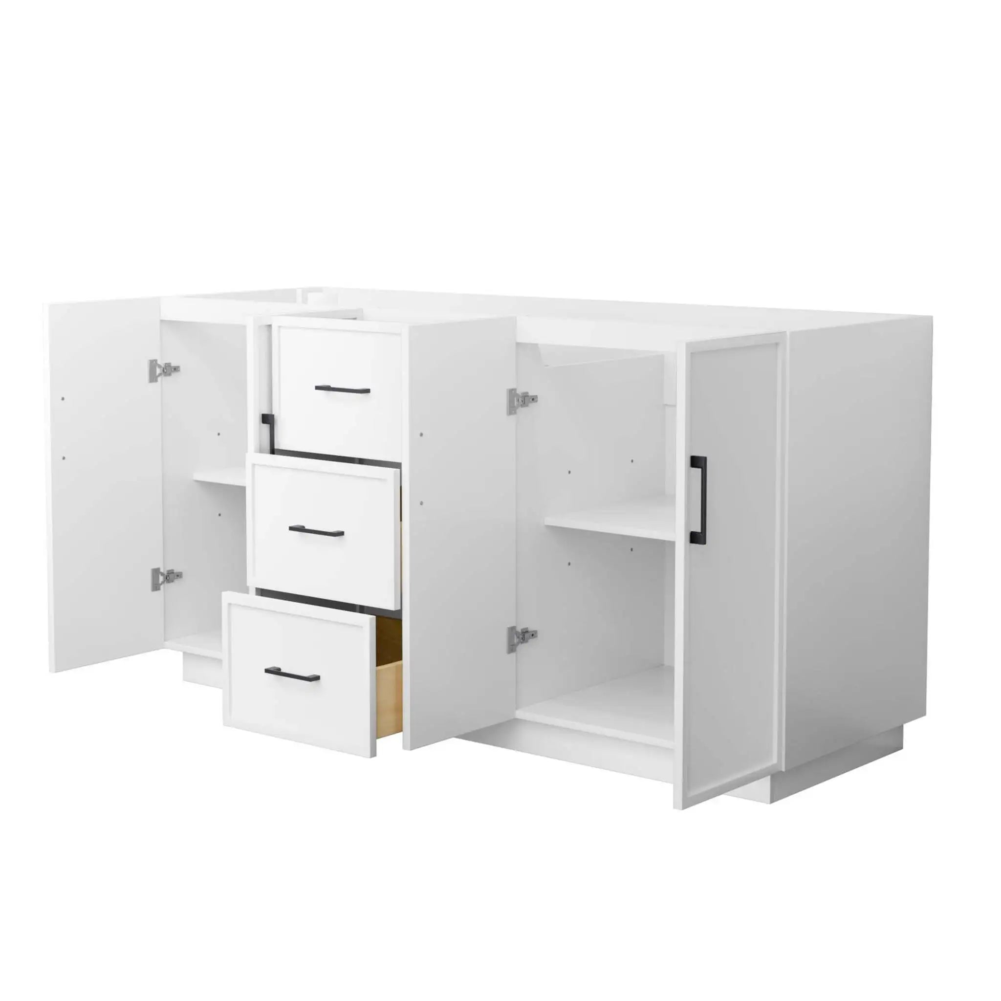 66" Elan TK Elan Double Bathroom Vanity with Toe Kick in White with Matte Black Trim by Wyndham