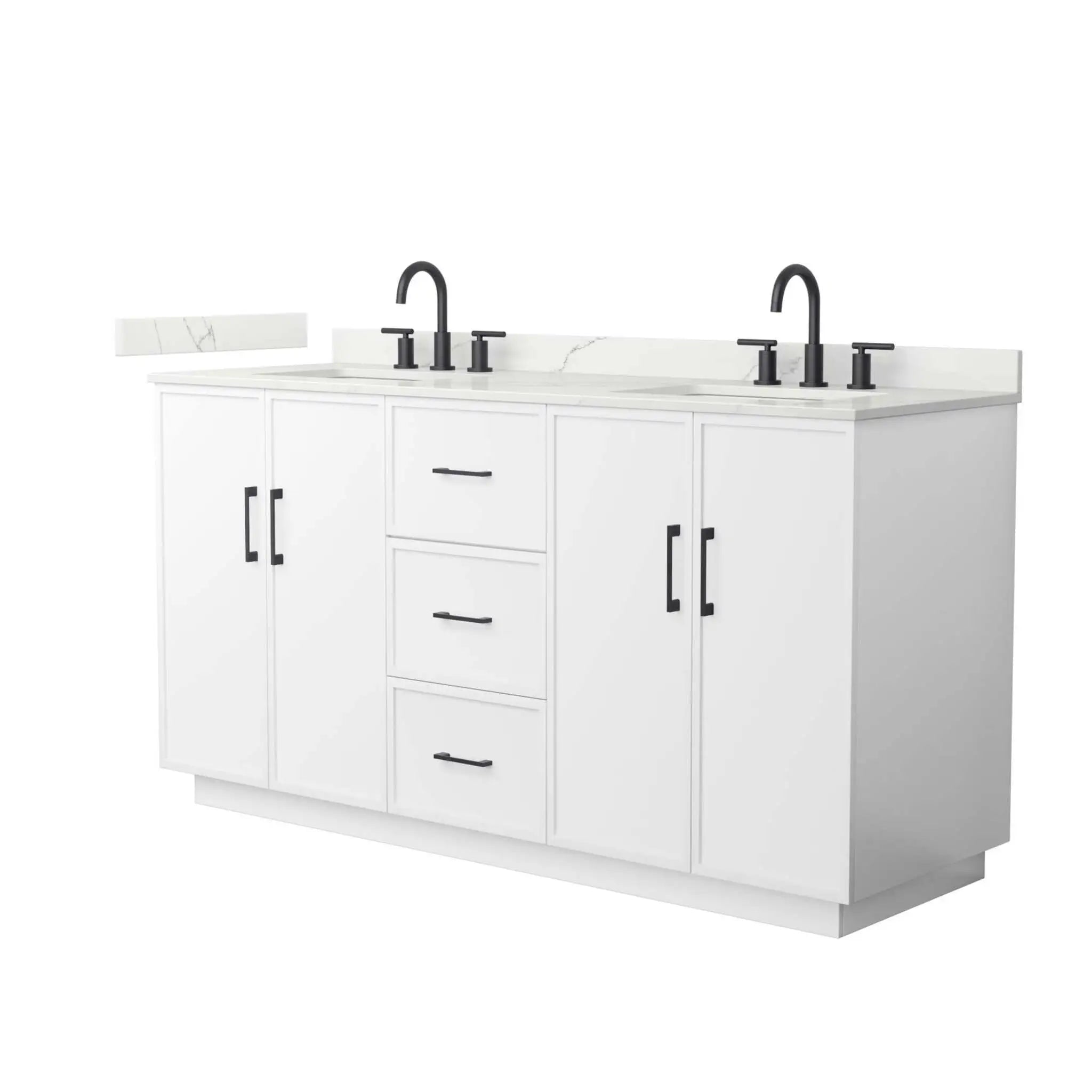 66" Elan TK Elan Double Bathroom Vanity with Toe Kick in White with Matte Black Trim by Wyndham