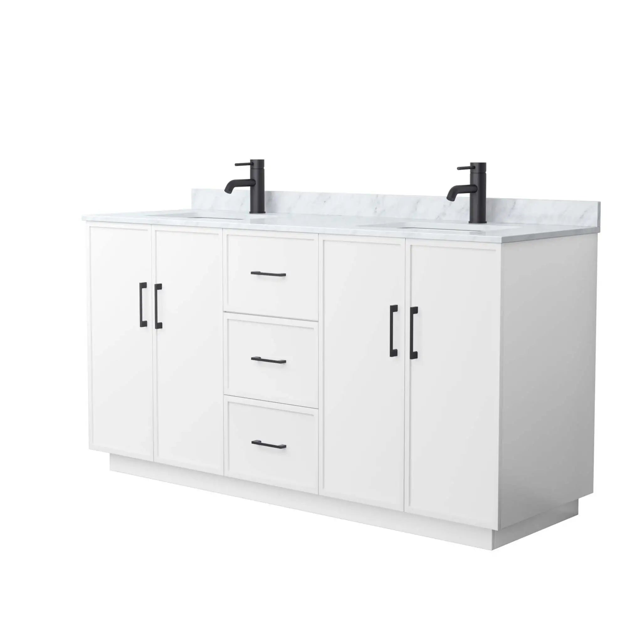 66" Elan TK Elan Double Bathroom Vanity with Toe Kick in White with Matte Black Trim by Wyndham