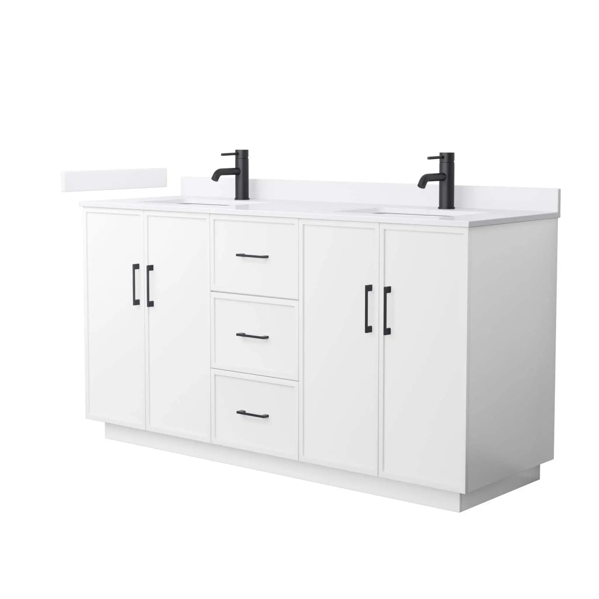 66" Elan TK Elan Double Bathroom Vanity with Toe Kick in White with Matte Black Trim by Wyndham