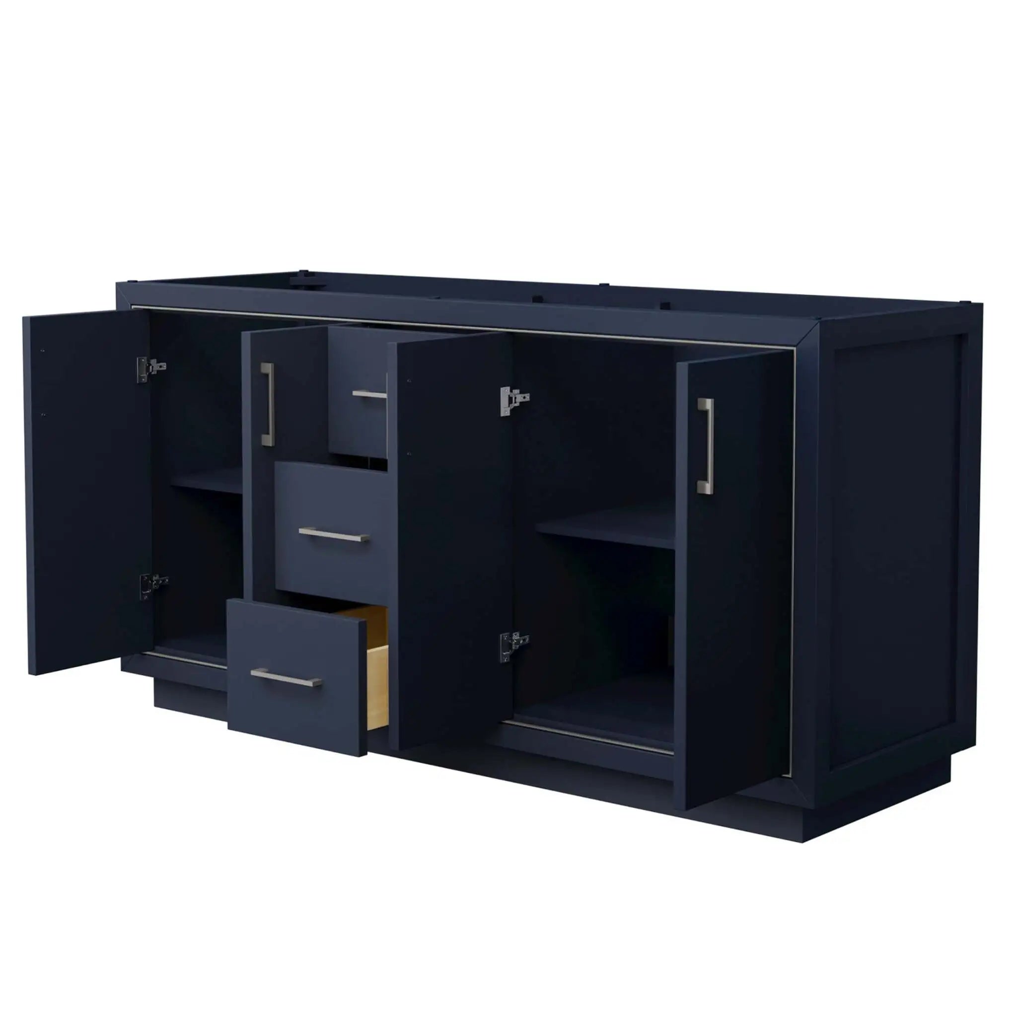 66" Icon Double Bathroom Vanity in Dark Blue with Brushed Nickel Trim by Wyndham